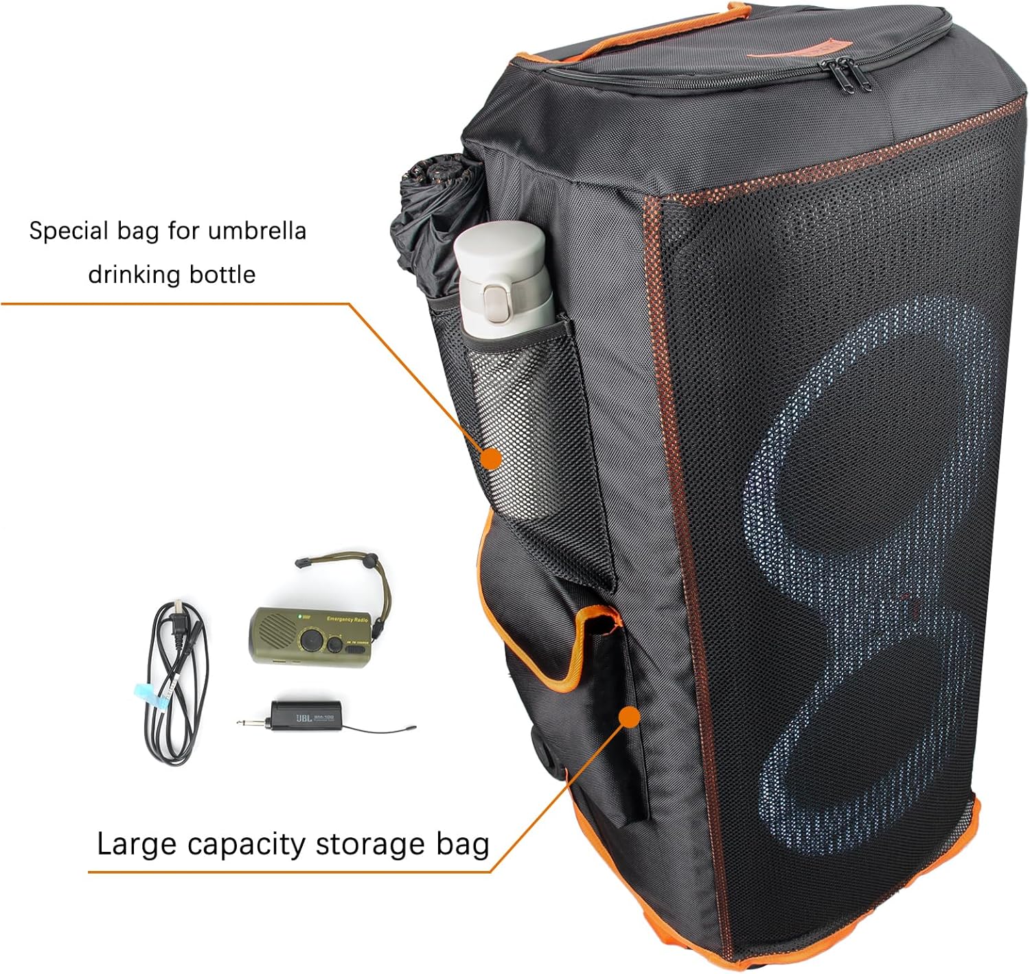 Protective Cover for PartyBox 710 Speaker Double-Layer Shield, Scratch-Resistant, Dust proof Shell, Custom Fit Speaker Jacket, Breathable Mesh Sleeve, w/4 Storage Pockets (partybox 710) - Image 5