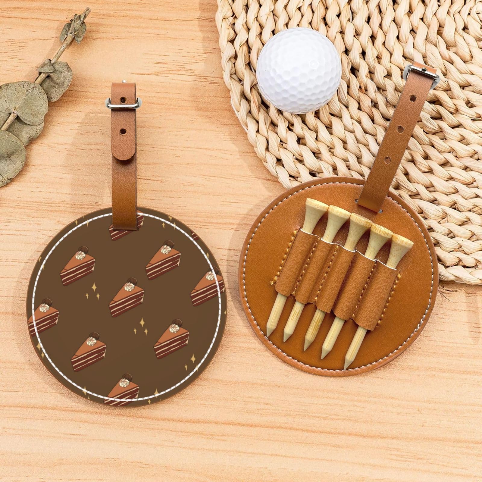 Chocolate Squares Cake Brown Golf tee Storage Bag - Durable and wear-Resistant Golf Accessories
