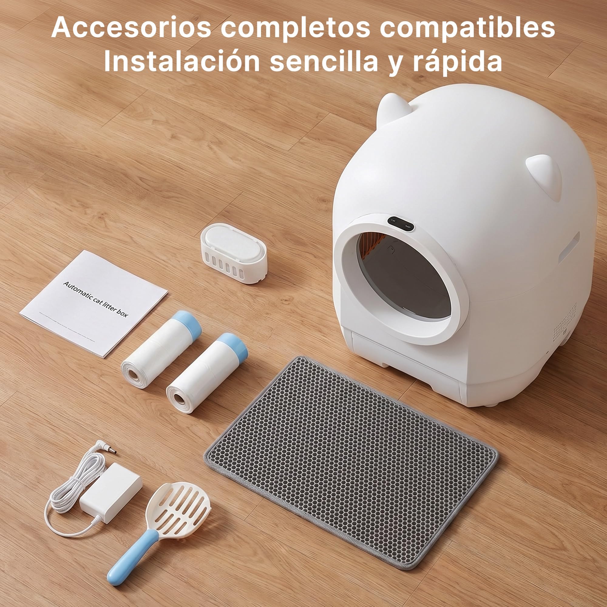 Devoko Arenero Gatos Autolimpiable Grande, Caja De Arena para Gatos Autolimpiable 90L XXL, Doble Sistema Anti-Olor, Protecciones Seguridad Múltiple, Control Remoto App, Ideal Hogares Múltiples Gatos