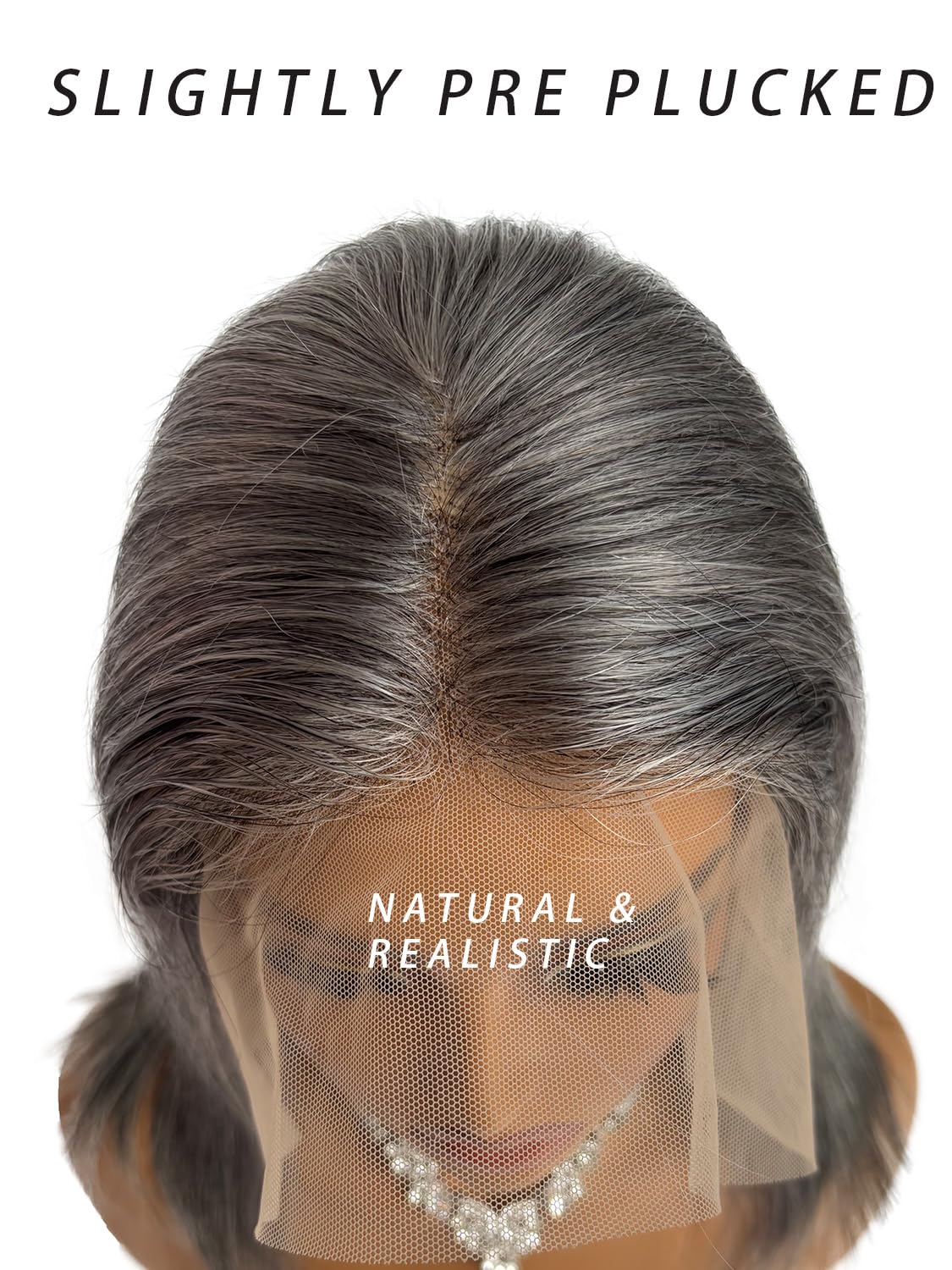 Licoville Salt and Pepper Gray Bob Wigs Human Hair for Black Women 8 Inch 13x4 HD Lace Frontal Wig Gray White Highlighted Salt & Pepper Bob Wig Short 180% Density Grey Lace Front Wig with Highlights