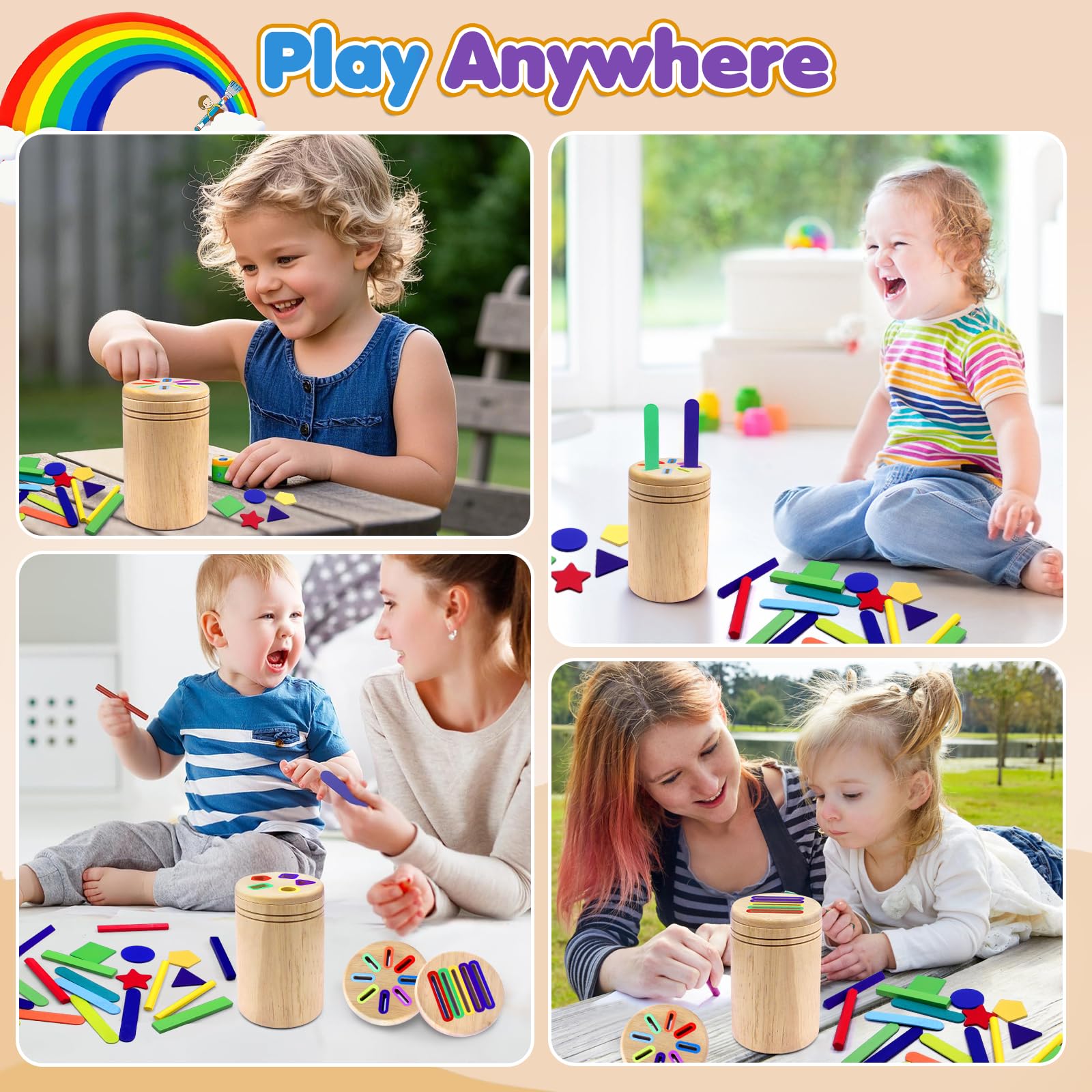 Aolieh Jouets Montessori à partir de 1 an, Montessori 2 en 1 à partir de 1 2 3 Ans Filles garçons Jouets bébé Cadeau Jeu de tri des Couleurs Jouets pour Enfants