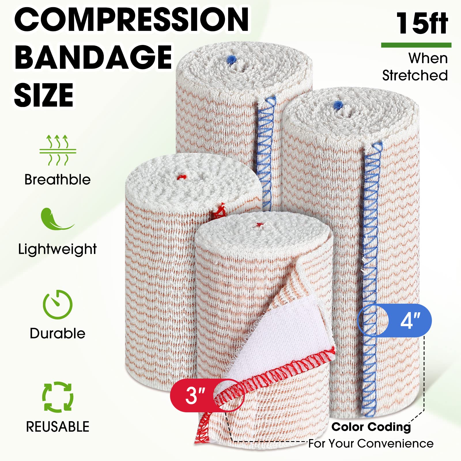Weysat - "30 pezzi Fasciatura elastica Avvolgimento Bendaggio a compressione con chiusura automatica Bendaggio elastico riutilizzabile lavabile