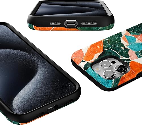 Vista 1257 de Casely Funda para iPhone 15 Pro Jardín Secreto Flores mixtas Funda atrevida Compatible con MagSafe y botón de acción Jardín Secreto Floral