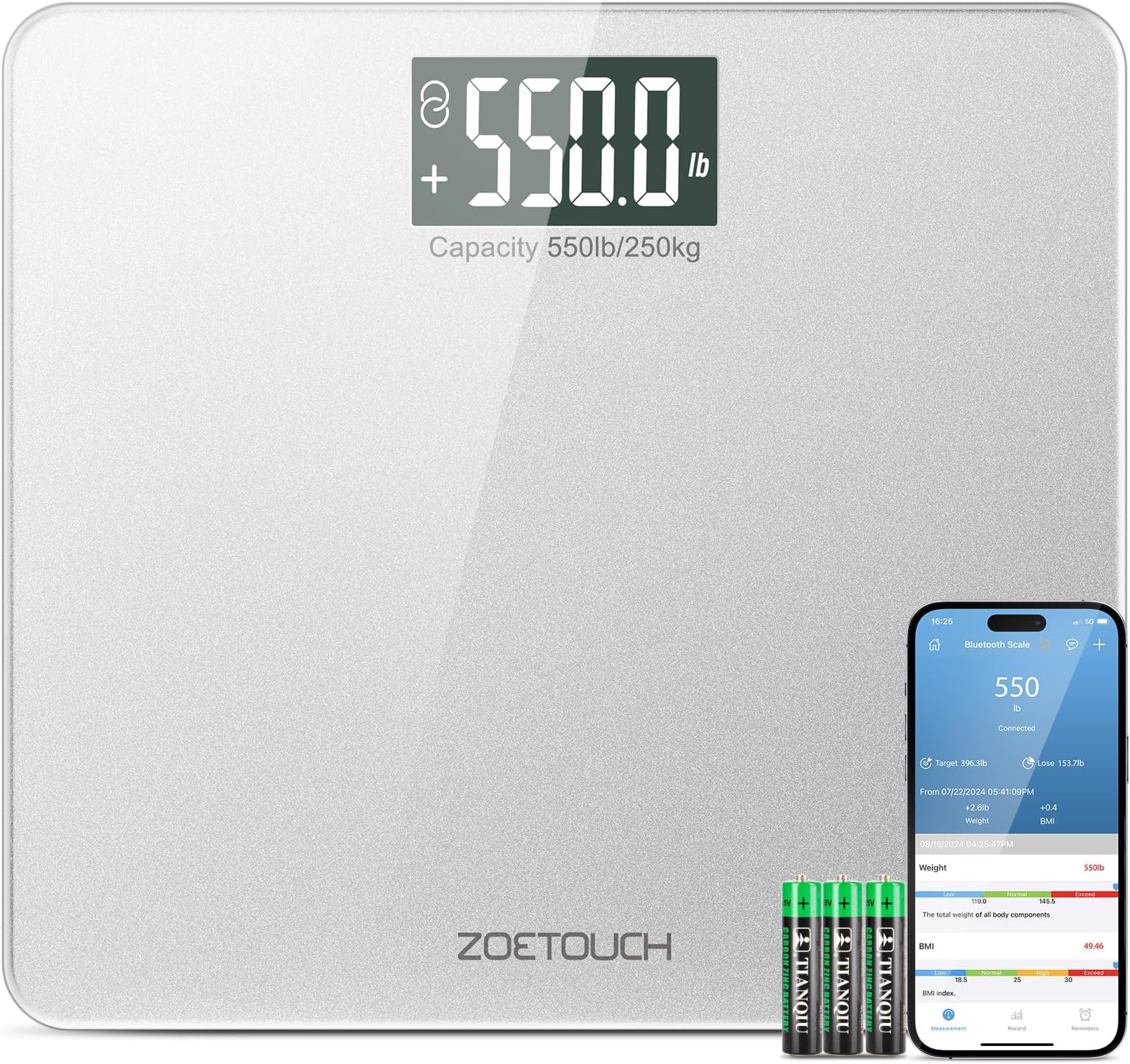 Amazon.com: ZOETOUCH 550lb Scale for Body Weight with BMI and Beep ...