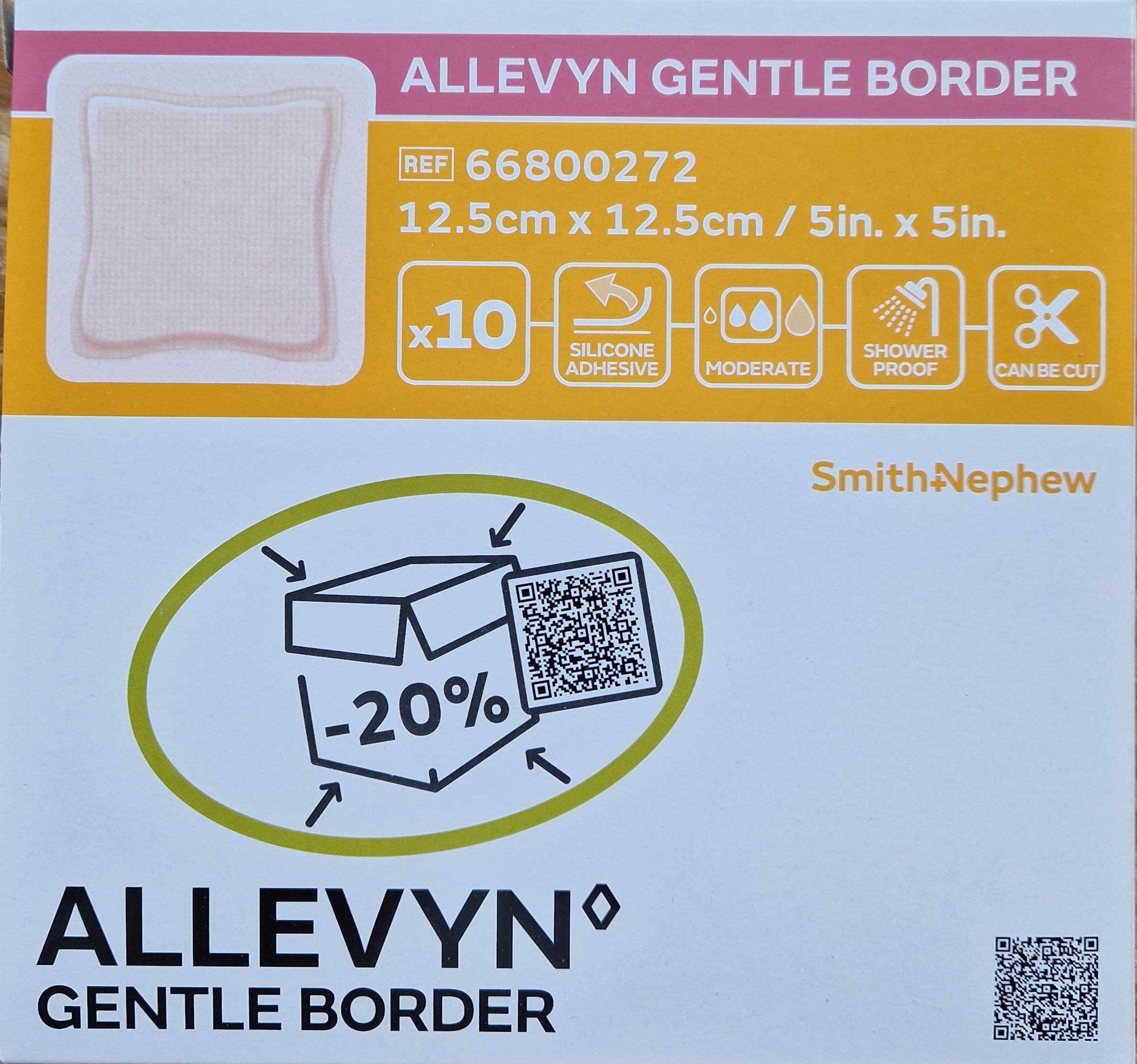 Allevyn Gentle Foam Border Dressing: Pack of 10