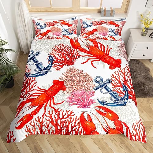 Miniatura 14 de Erosebridal Juego de funda de edredón náutica, tamaño Queen, diseño retro de velero, para niños, adolescentes, niños, funda de edredón con temática