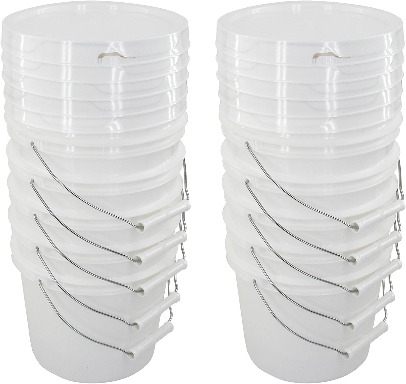 Bucket Kit, Ten 1 Gallon Buckets with White Snap-on Lids