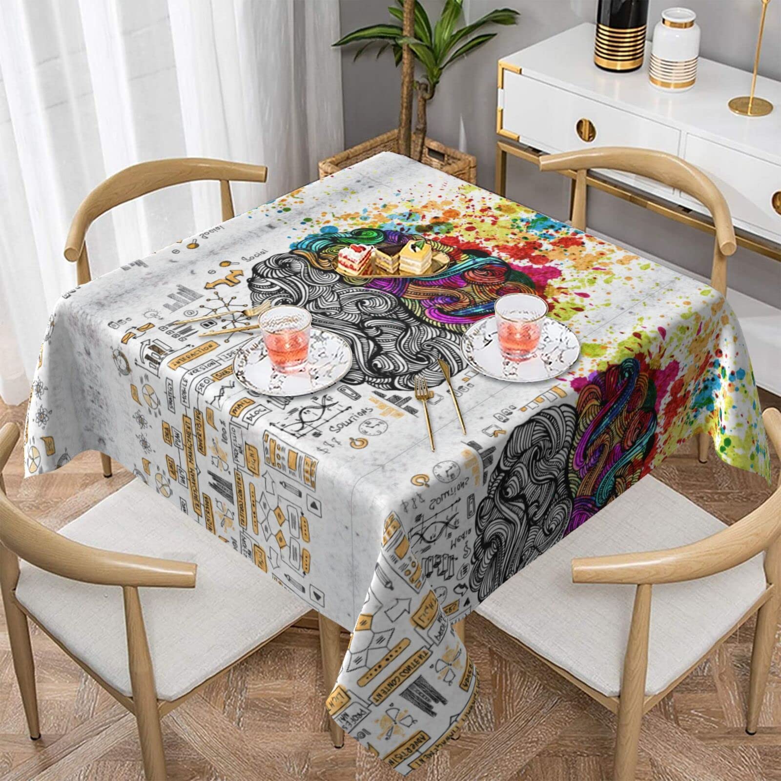Nappe carrée 152x152 cm imperméable et facile à nettoyer pour table de cuisine