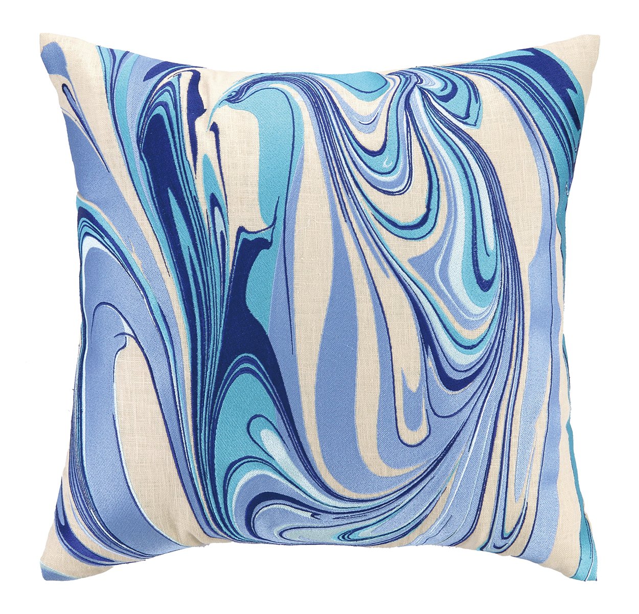 D.L. Rhein 20 by 20-Inch Marbled Madness Embroidered Decorative Pillow, Large, Navy/Turquoise