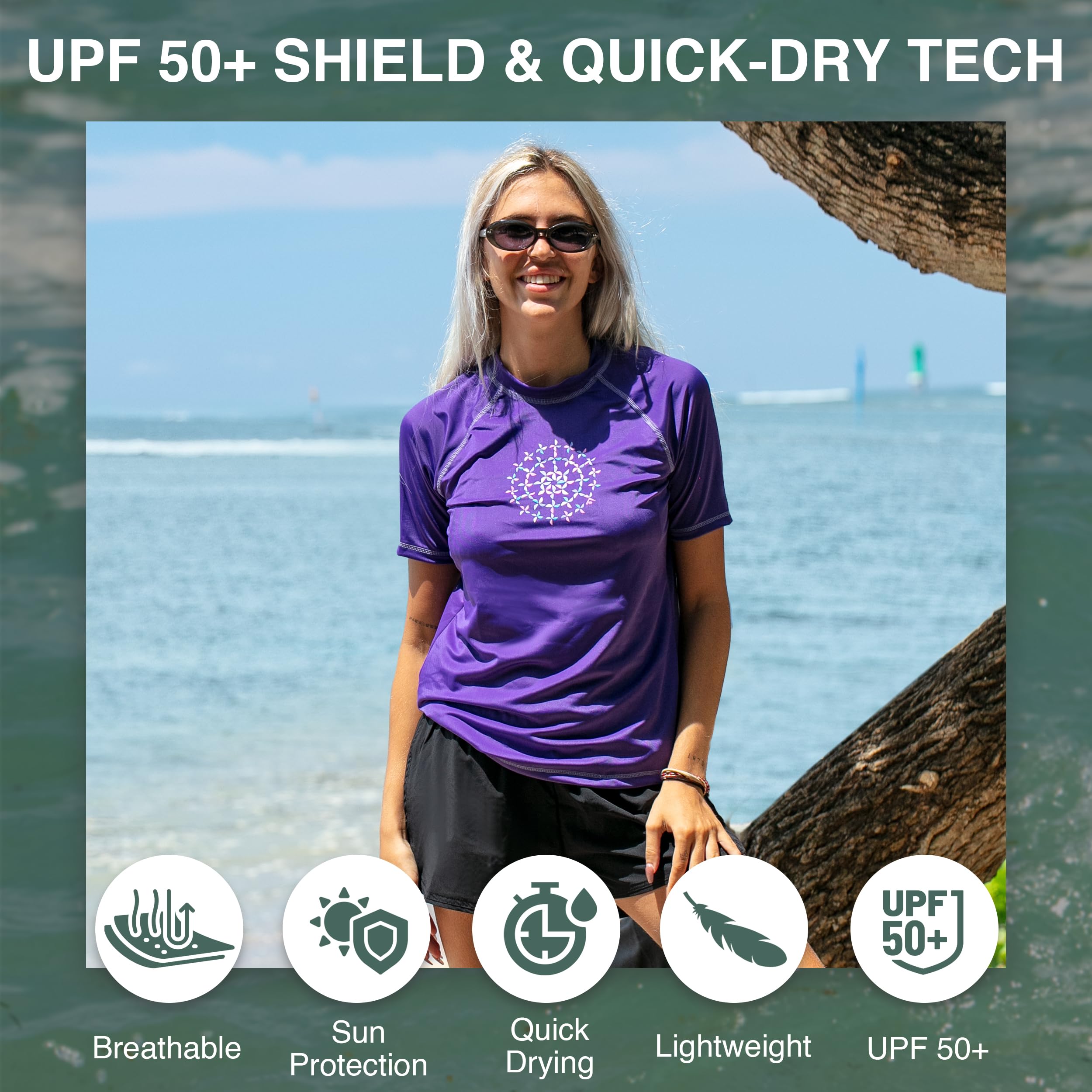 Kanu Surf Damen Audrey Kurzärmeliges Rashguard & Workout-top mit Lsf 50+ Rash-Guard-Shirt (1er Pack)