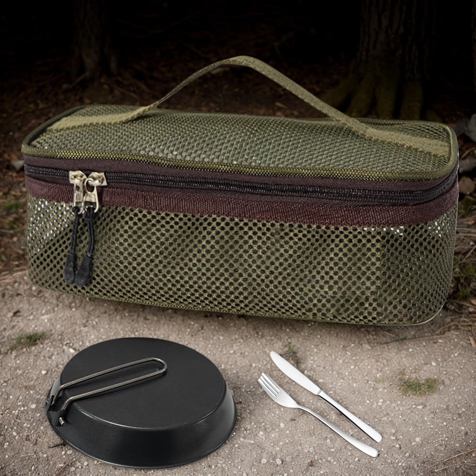 Bolsa De Camping En – Bolsa De Almacenamiento Portátil Para Utensilios De Cocina, Soporte Para Organizador De Utensilios De Cocina | Herramienta De Accesorio De Barbacoa De Picnic De Viaje Para L