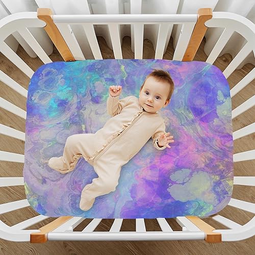 Miniatura 7 de Kigai Fitted Crib Sheet for Boys & Girls Iridescent Soft Breathable Unisex Baby Sheets for Standard Crib and Toddler Mattresses 39 x 27 in