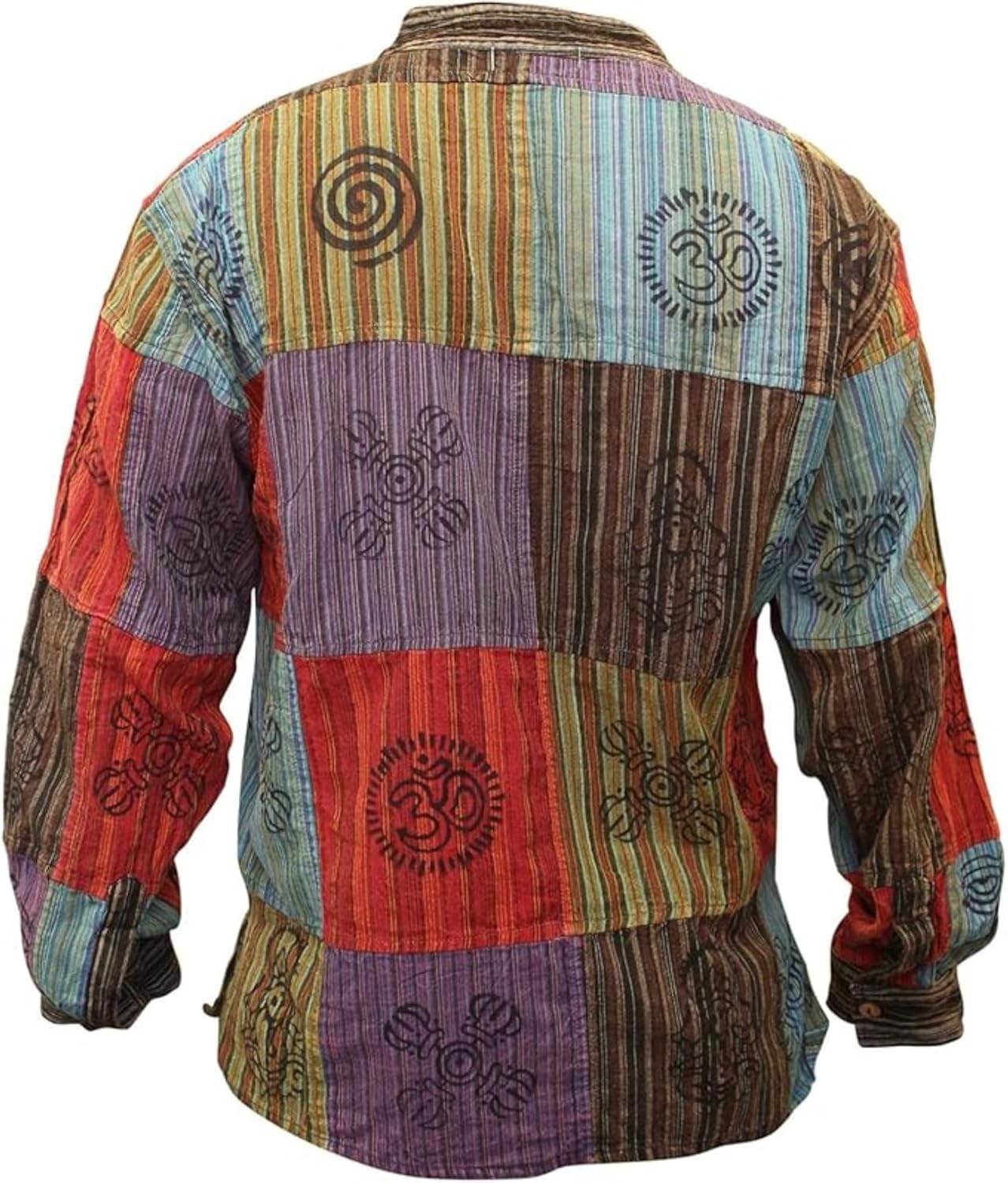 shopoholic fashion Mens Patchwork Stonewashed Hippie Shirt - Image 3