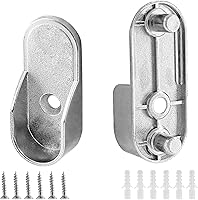 Vista 13 de Paquete de 2 soportes ovalados de extremo de barra de armario, soporte de armario de aleación de zinc, soporte de barra de armario para varillas