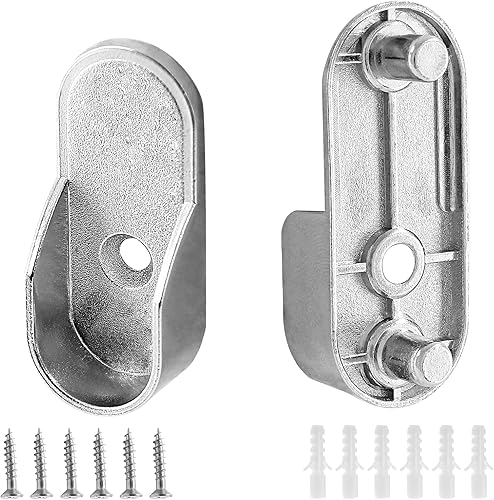Miniatura 13 de Paquete de 2 soportes ovalados de extremo de barra de armario, soporte de armario de aleación de zinc, soporte de barra de armario para varillas