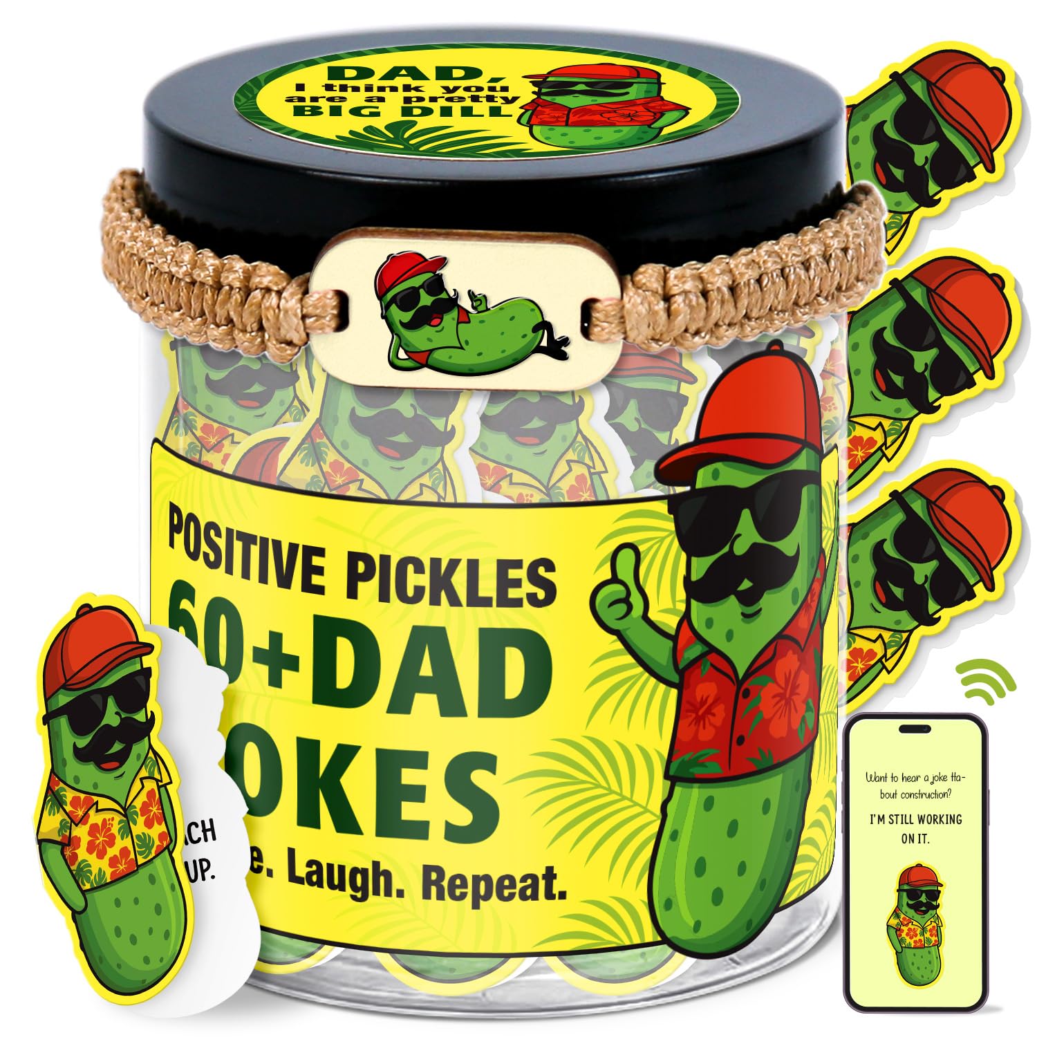 Dad Jokes Affirmation Cards Jar - Funnny Dad Gifts Fathers Day - Birthday Gifts For Dad From Daughter, Son, Wife - Gift For New Dad, Bonus Dad, Step Dad, Husband