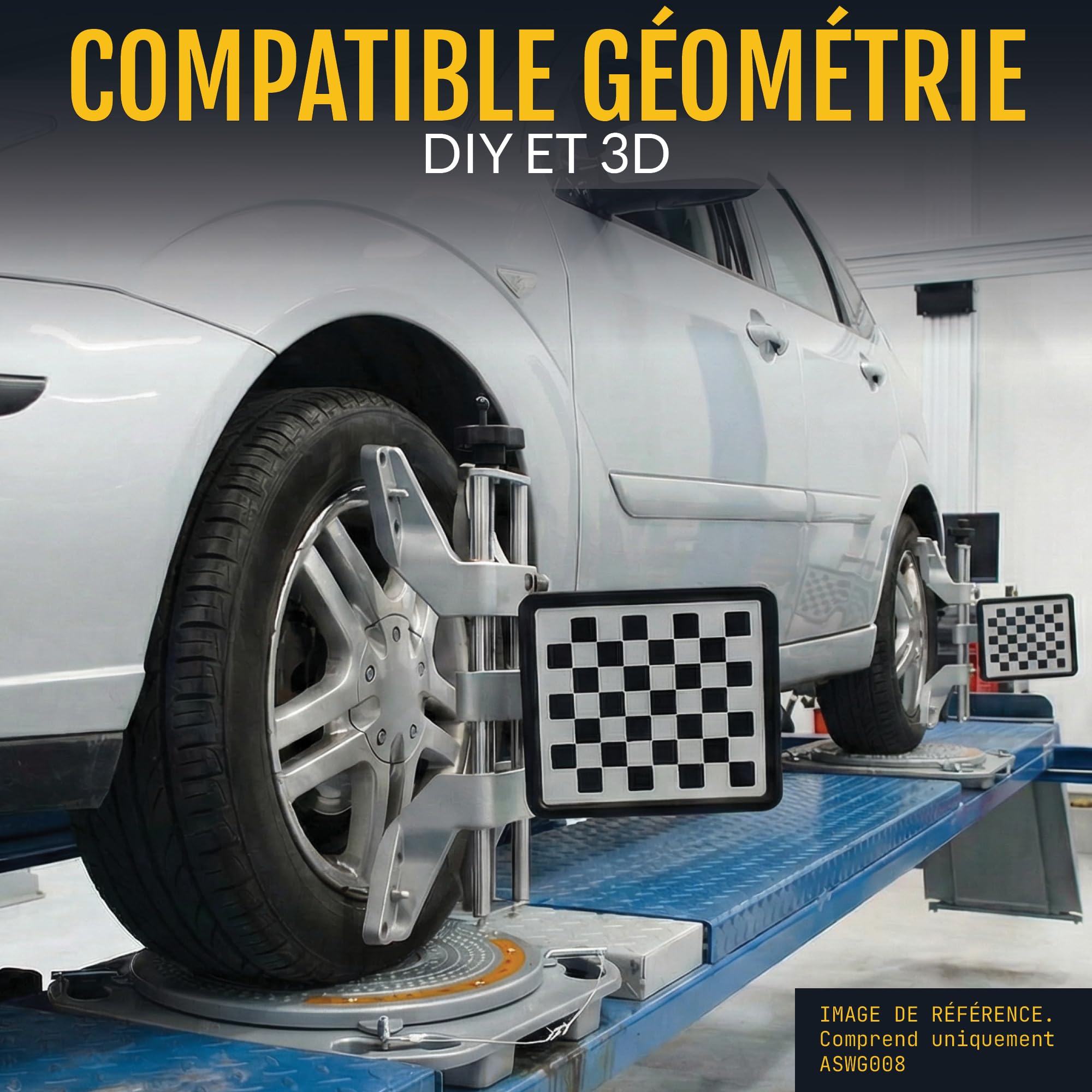 AutoSolo Plateaux Pivotants d'Alignement 4 Tonnes - Cadran Laiton, Kit DIY Économique pour Géométrie de Roue à Domicile (Paire avec Accessoires)