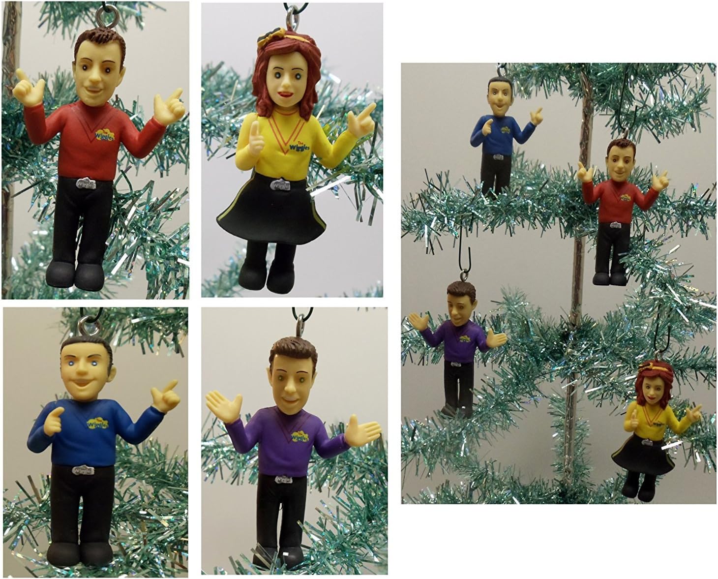 The Wiggles 4 Piece Holiday Christmas Ornament Set Featuring Emma, Simon, Anthony and Lachain - Shatterproof Plastic Design Ranging from 2.5" to 3" Tall