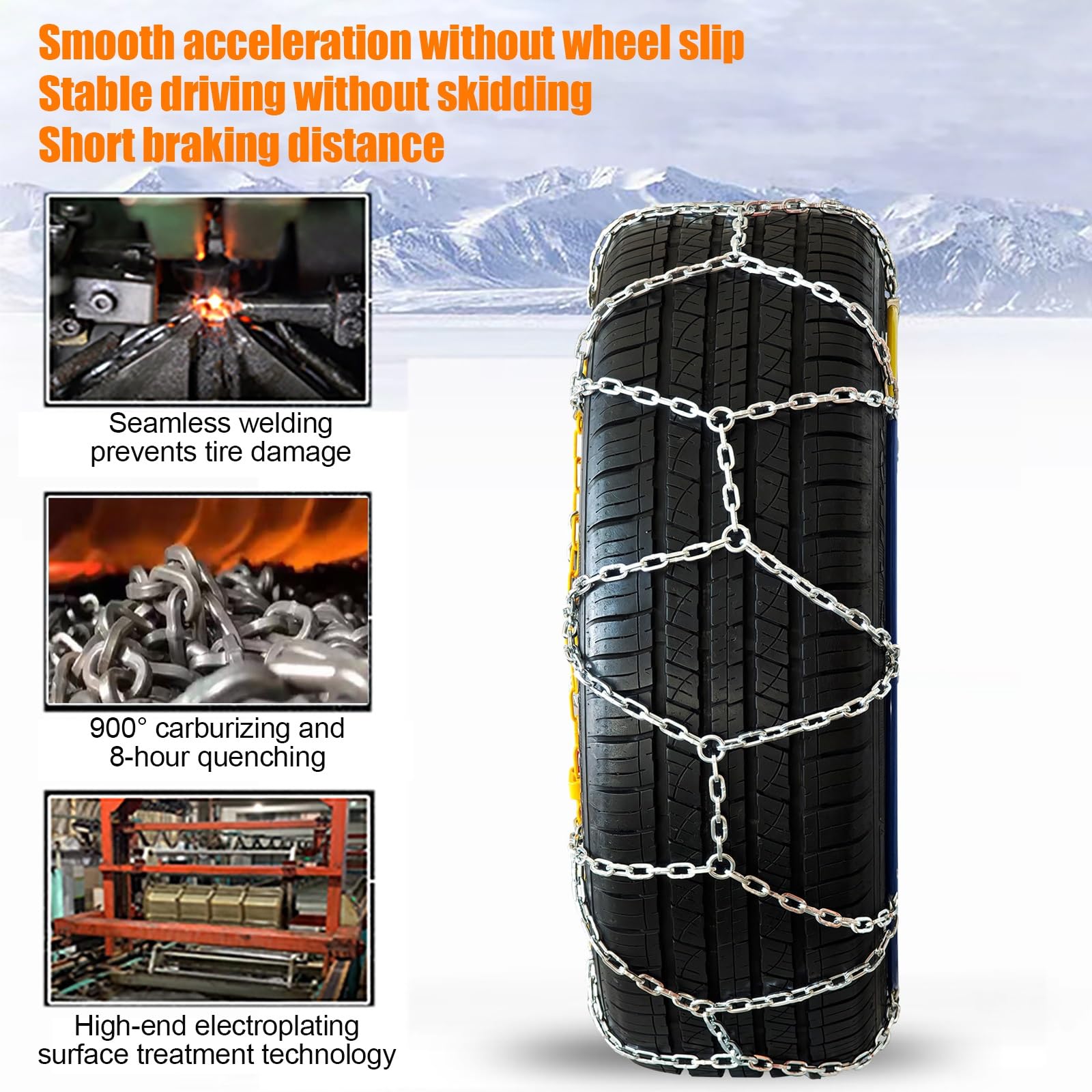 Cadenas de nieve for coche, cadenas de neumáticos de meta, for coches, cadenas de nieve, Montaje rápido tensión automática, for delantero Barro Nieve Hielo(235/55 R19)
