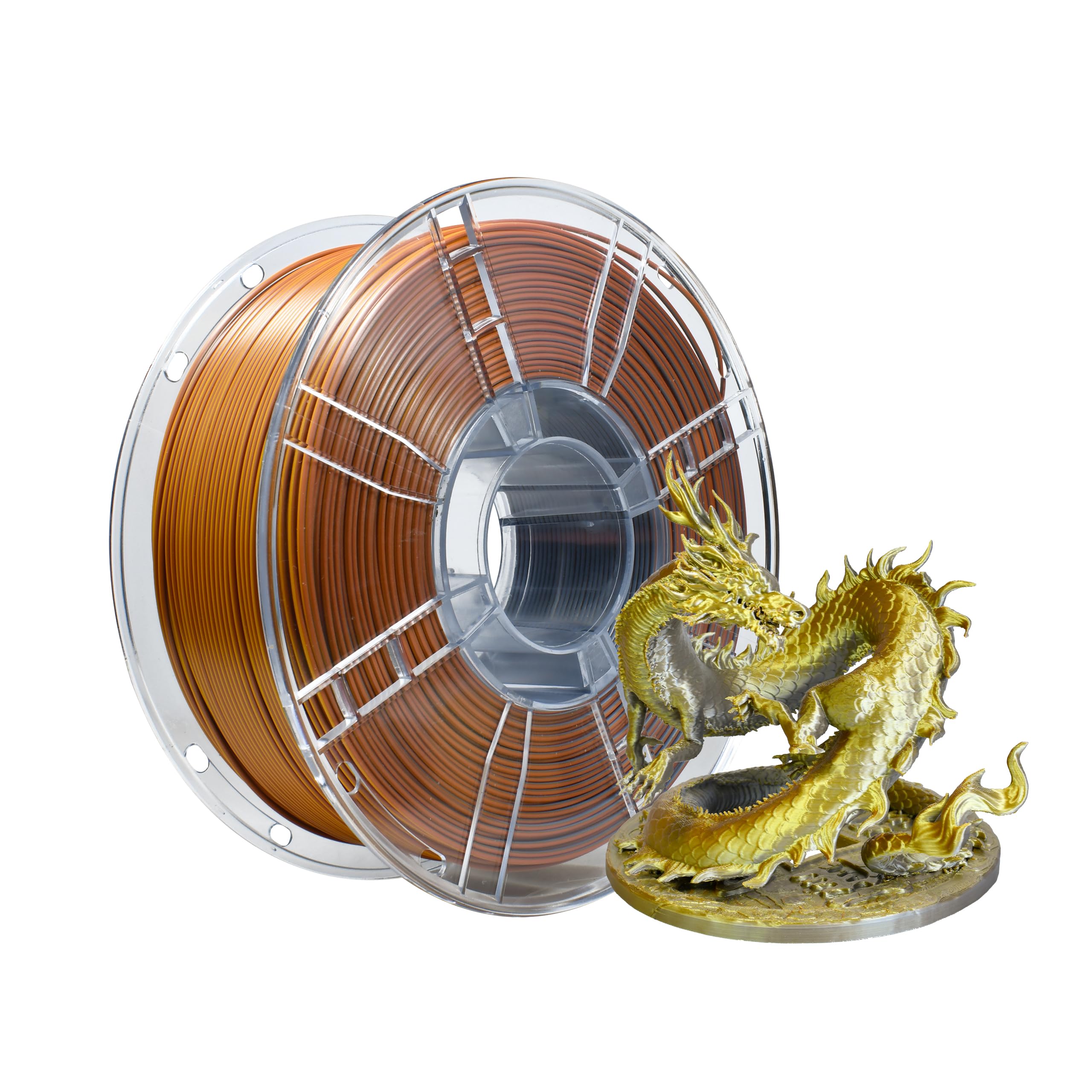 iBOSS 3D Printer Filament, Tricolor PLA+ Filament 1.75mm Silk Filament Gold-Silver-Copper, 1kg 3D Printing Accessories PLA Plus Filament Multicolor, Dimensional Accuracy +/-0.02mm, 2.2lbs/Spool
