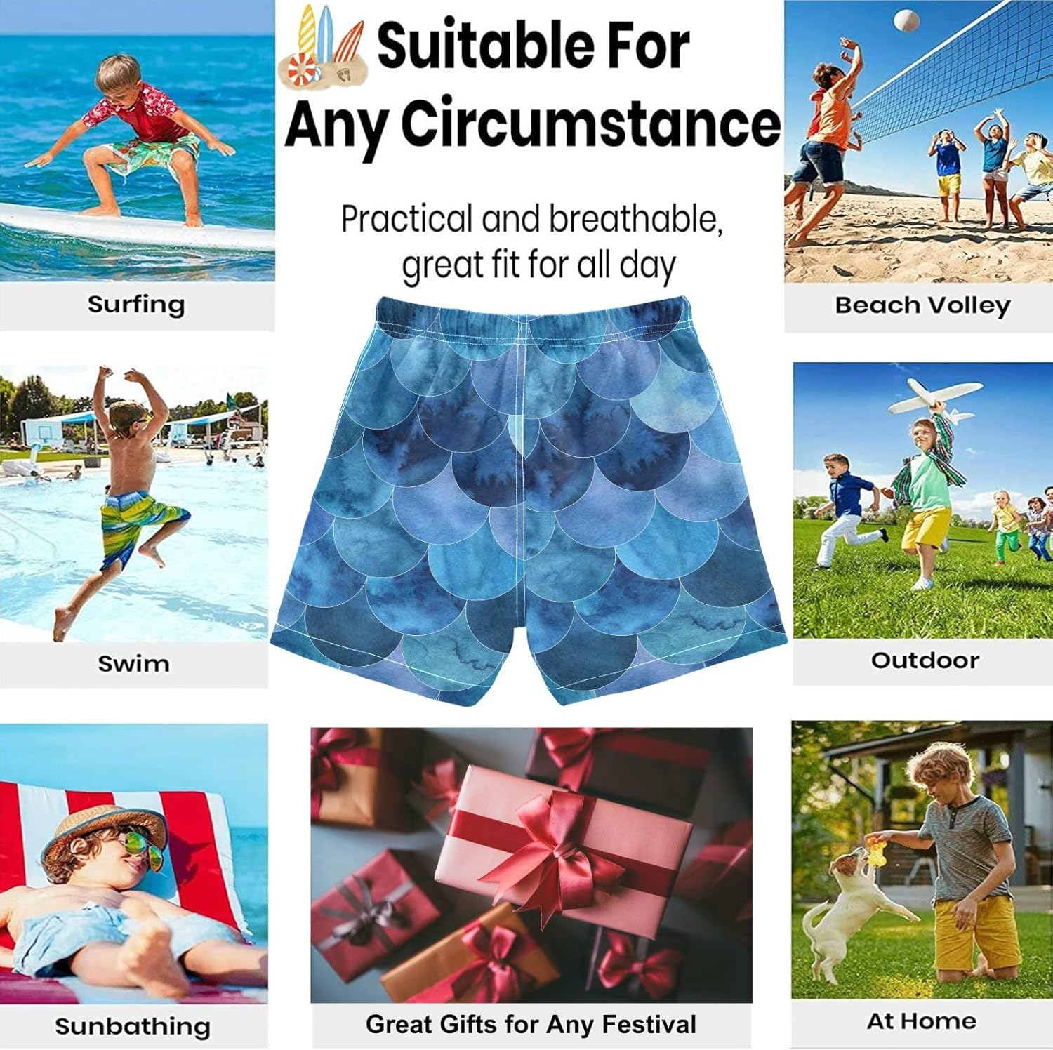visesunny Boys Surfing Board Shorts Quick Dry Boys Swim Shorts s Swim Trunks Size from 2T to 14/16 - Image 2
