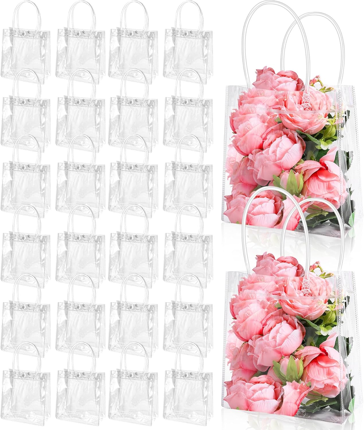 Tivcck Clear Plastic Gift Bags with Handles,24 PCS Clear