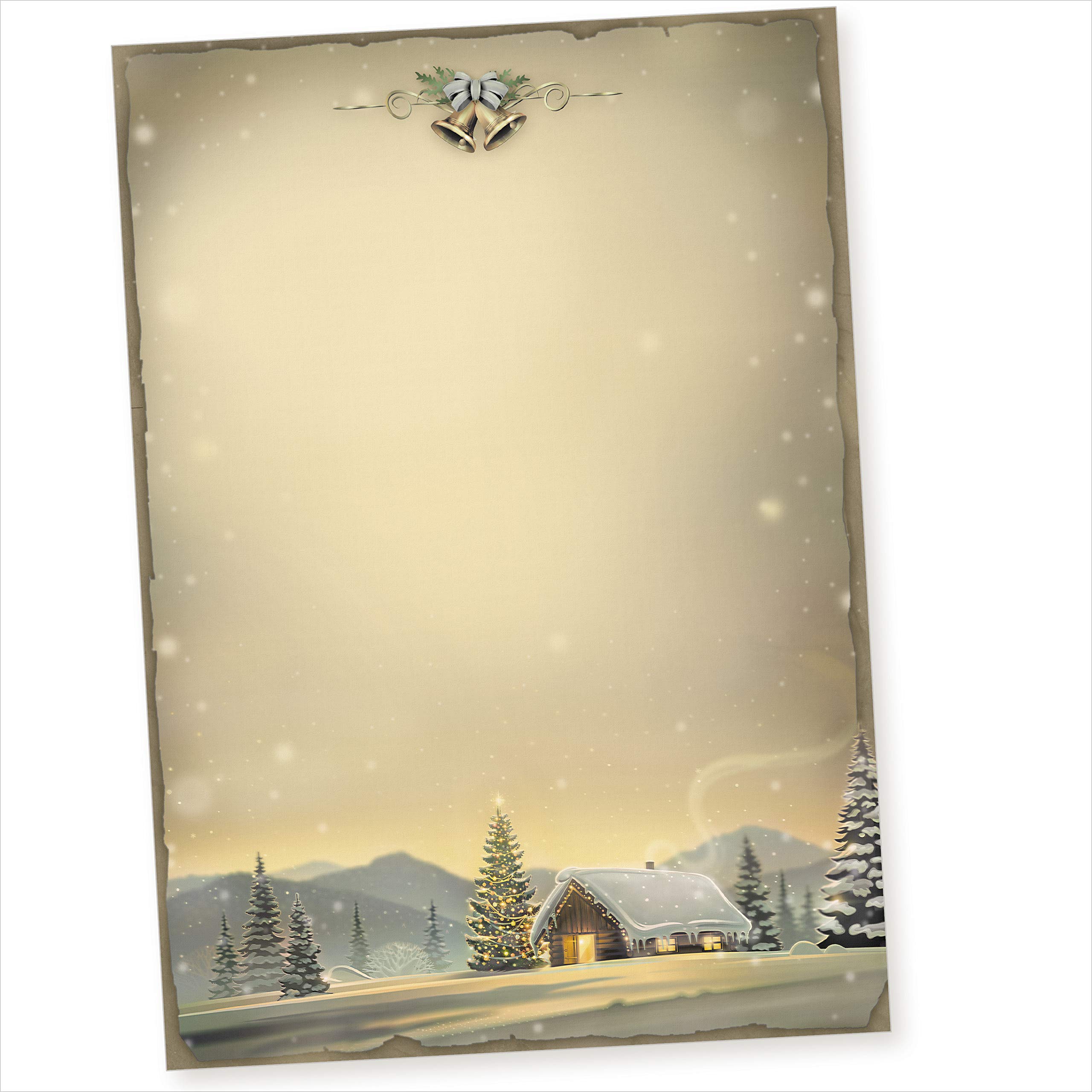 Glöcknerhütte 500 Sets Weihnachtsbriefpapier mit Umschlag ohne Fenster, Briefpapier Weihnachten A4