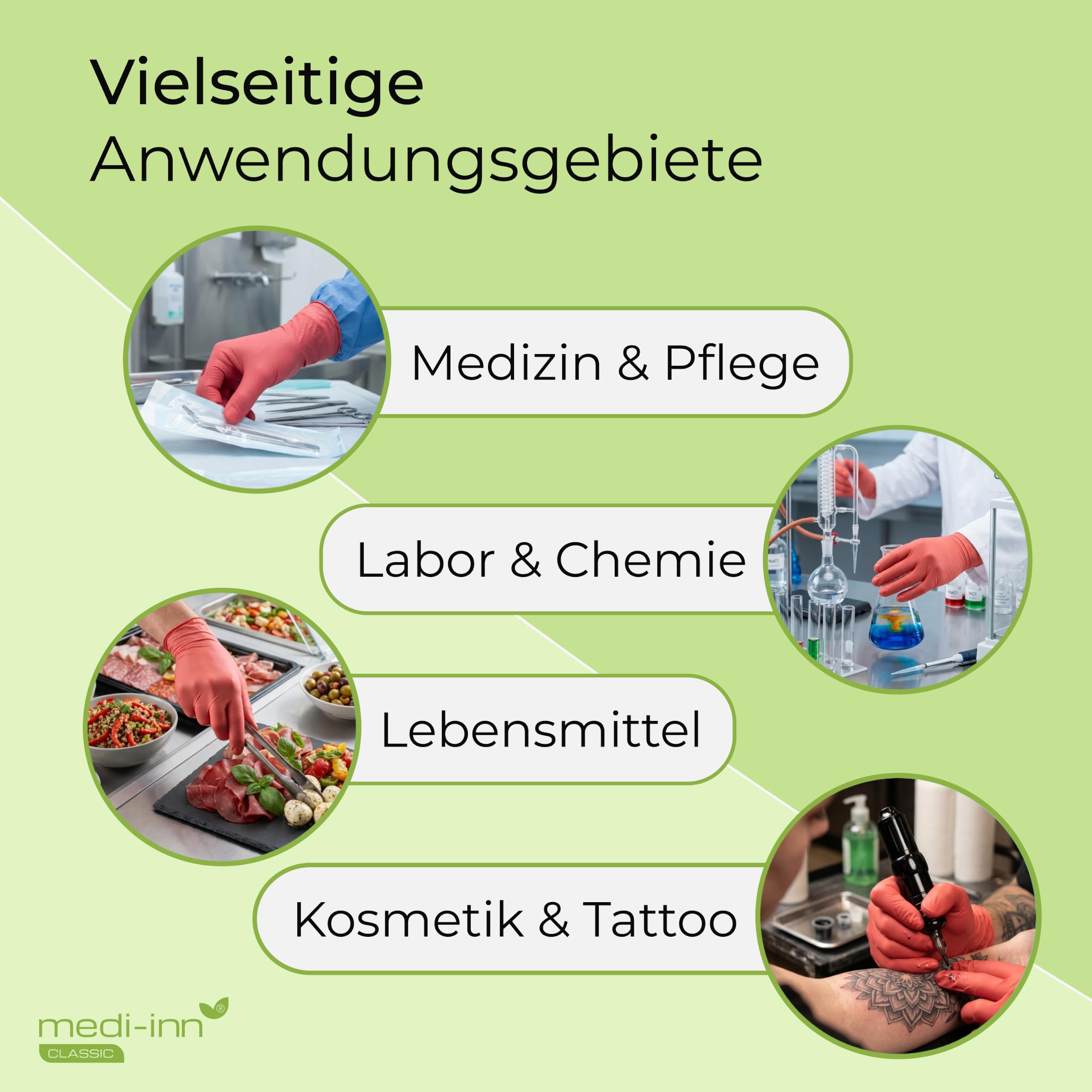 Medi-Inn Nitril Red Plus Einmalhandschuhe, rot, puderfrei (Gr. L, 10 x 100 = 1000 Stück)