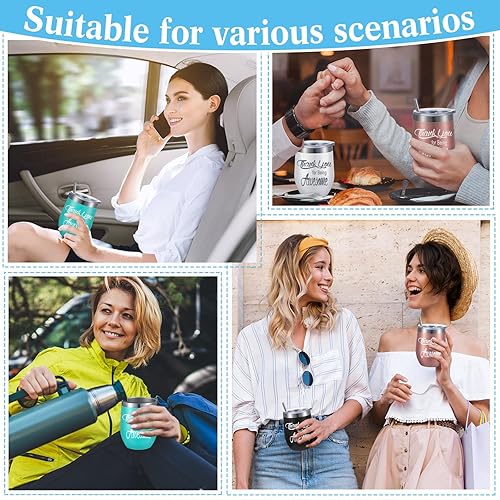 Vista 27 de Sieral Vaso de vino con texto en inglés "Thank You for Being Awesome Thank You for Being Awes", regalos de agradecimiento para empleados, mujeres