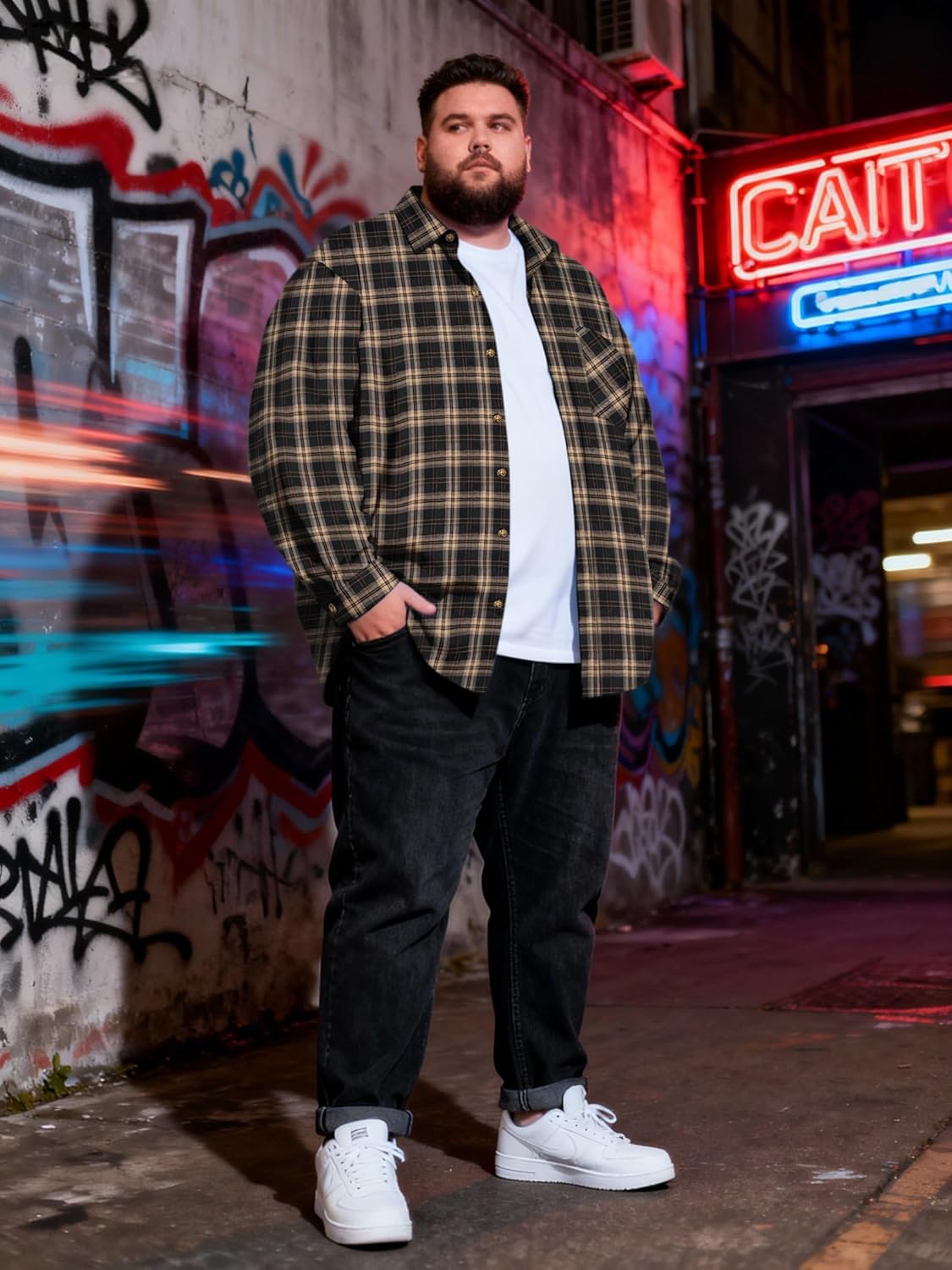 Big and Tall Flannel Shirts Men Long Sleeve Plaid Shirt Button Down Brushed Cotton Shirts Jacket, 2XL-8XL - Image 5