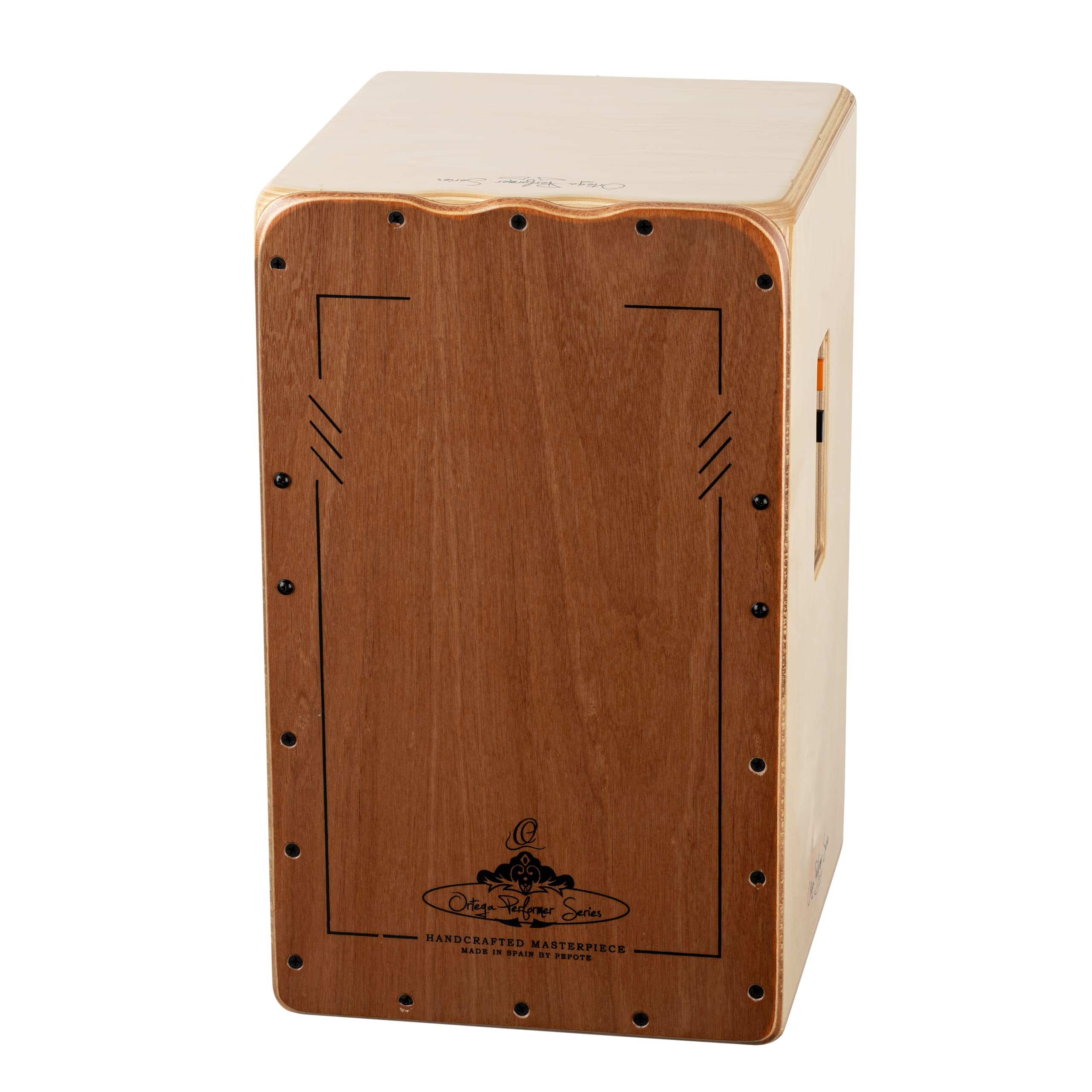 Ortega Guitars Performer Series Cajon – Caisse Claire Grand Format pour Gaucher avec Micro – Surface de Frappe Cèdre, Naturel Satiné (OCJPF-2-L)
