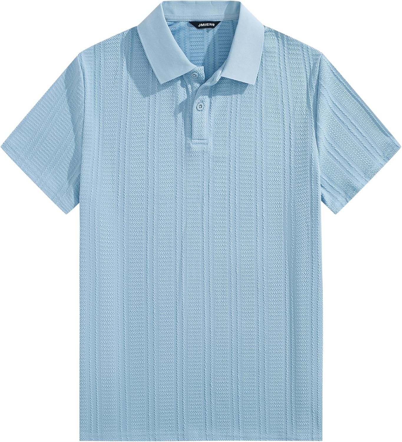JMIERR Mens Polo Shirt Textured Short Sleeve Summer Button Collar Knitted Golf Polos - Image 6