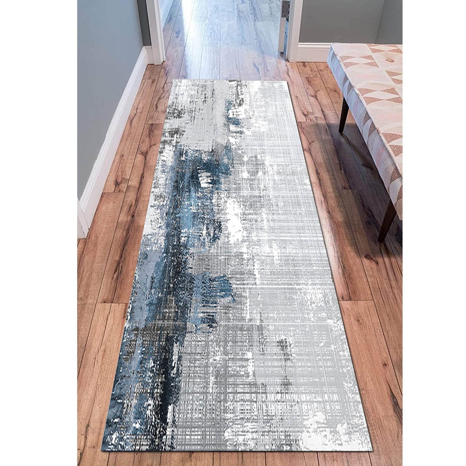 HLUONGTN Runner Rug for Hallway,Graycarpet Runner for Kitchen Hall Stairs, Extra Long Carpets with Non Slip Backing/60X300Cm