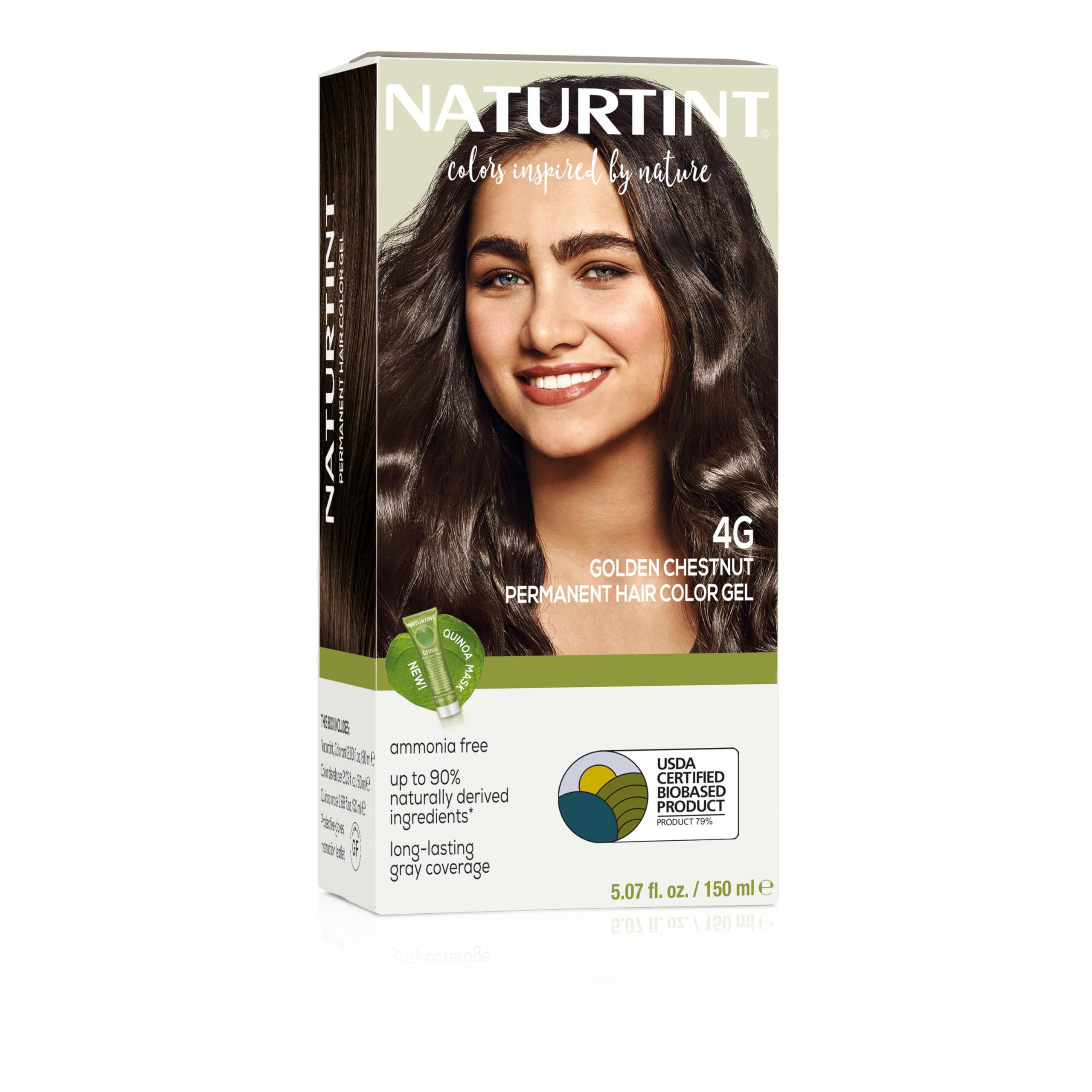 Naturtint Permanent Hair Colour | For Long Lasting Grey Coverage | Intense & Radiant Colour Shine | Enriched With Natural Ingredients | Free From Ammonia & Paraffin | 4G-Golden Chestnut 170Ml