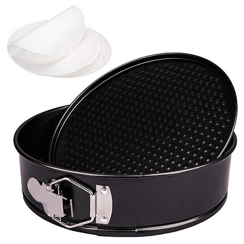 Miniatura 42 de RFAQK Juego de mini moldes para pasteles de 4 pulgadas para hornear, 4 moldes antiadherentes para quesos pequeños para tartas de queso, pizzas