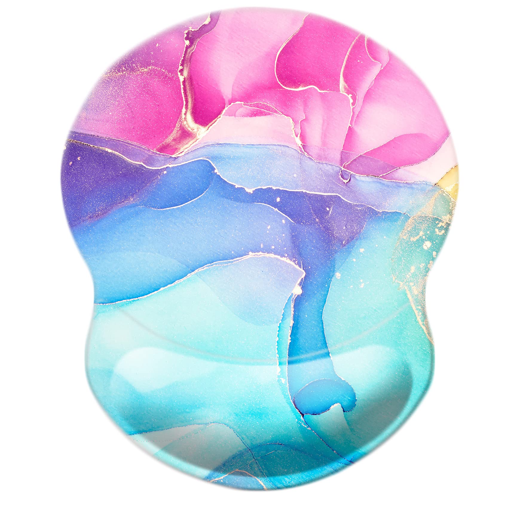 Ergonomic Mouse Pad with Wrist Rest Support Pretty Mouse Pads with Non-Slip PU Base for Home Office Working Studying Easy Typing & Pain Relief (Wrist-Style Marble)