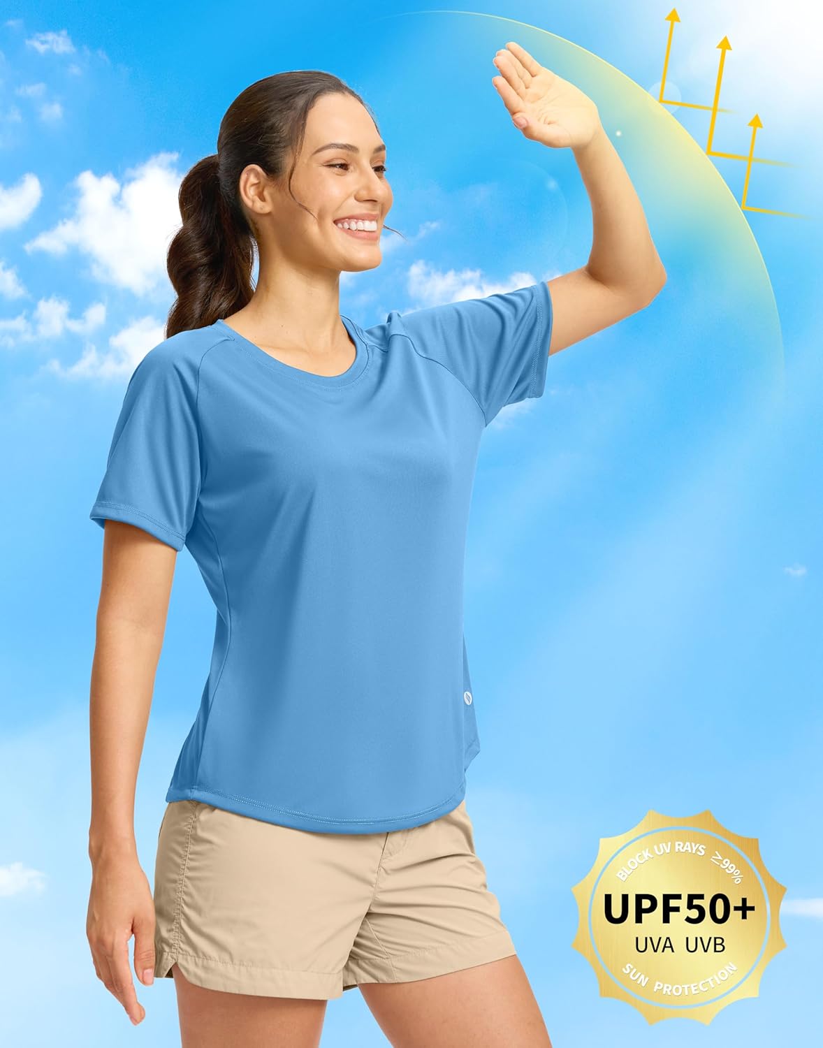 SANTINY Women's Short Sleeve Shirts UPF 50+ Sun Protection Moisture Wicking T-Shirts Hiking Athletic Workout Tops for Women - Image 4