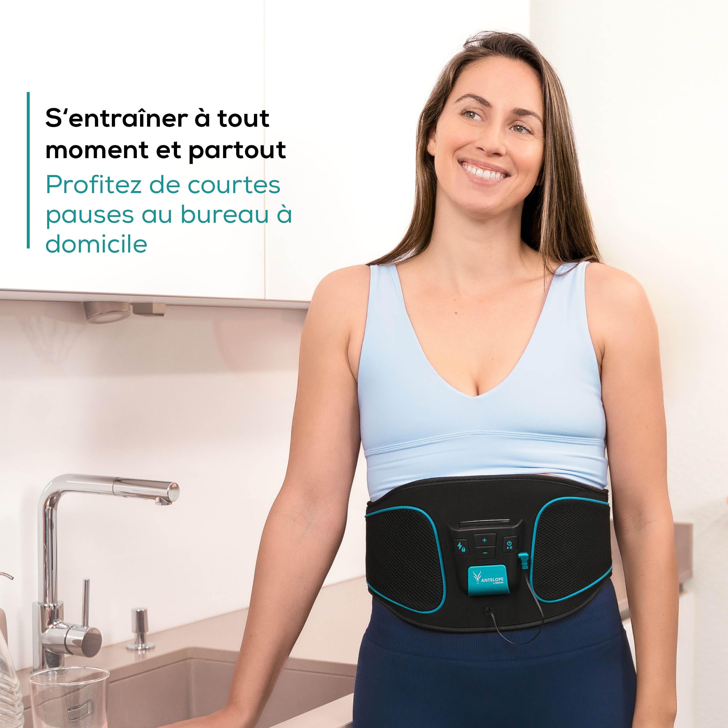 Beurer Corefit I by Antelope Ceinture d'entraînement EMS, stimulation des muscles abdominaux, soutien du développement musculaire, 9 programmes d'entraînement,4 électrodes, pour hommes et femmes