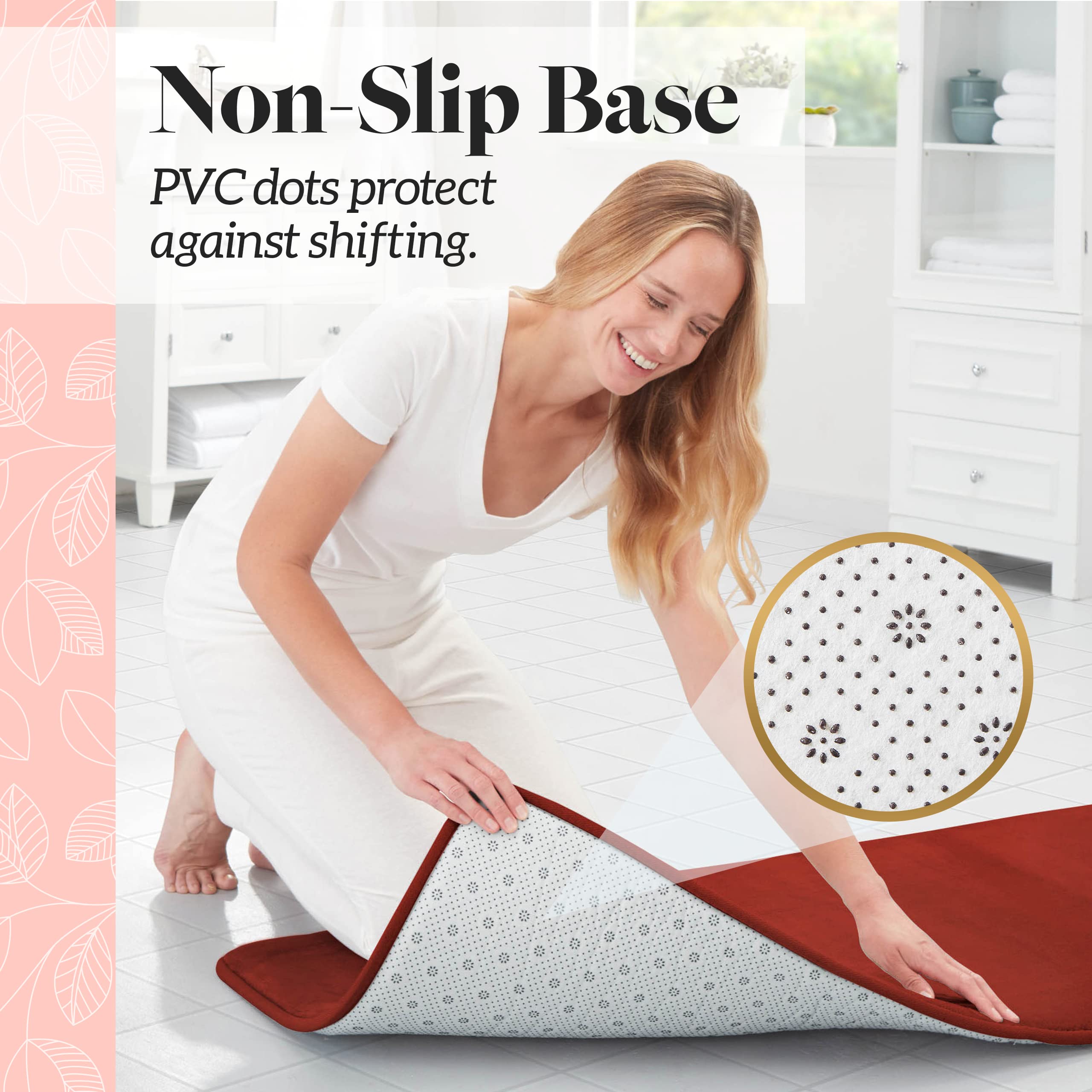 Alfombrilla de baño de espuma viscoelástica antideslizante y absorbente, superacogedora alfombra de baño (17 pulgadas x 24 pulgadas, esmalte de otoño)