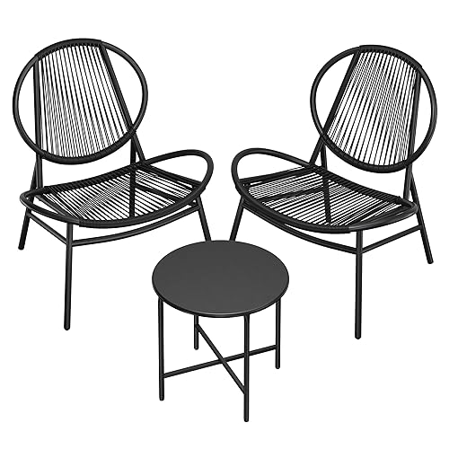 SONGMICS Ensemble Salon de Jardin, 3 Pièces, Chaises Acapulco, Salon