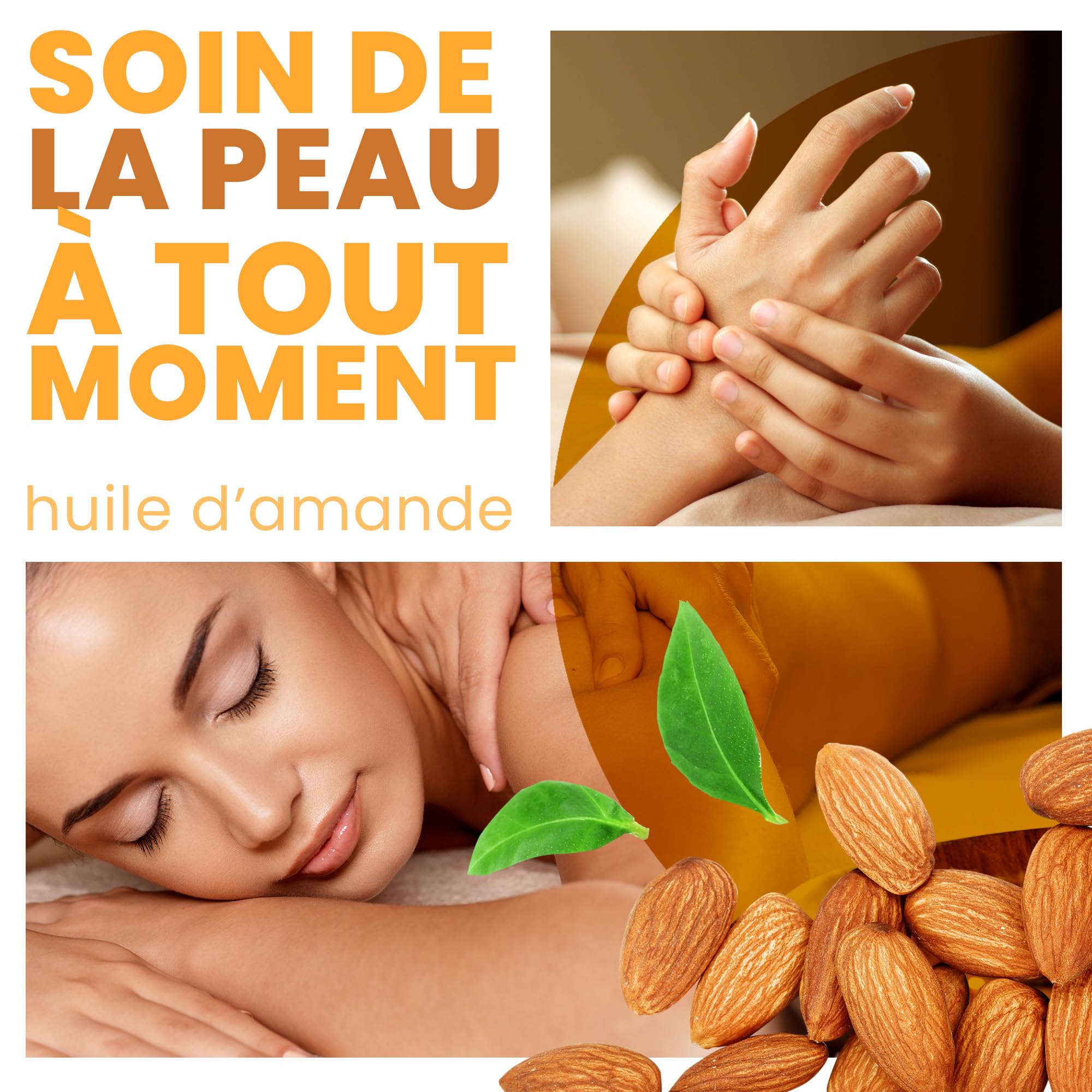 Huile Amandes Douces Pressée à Froid 5000 ml, Anti-vergetures, Hydratante, Soin Cheveux, Ongles, Cuticules, Démaquillante Naturelle