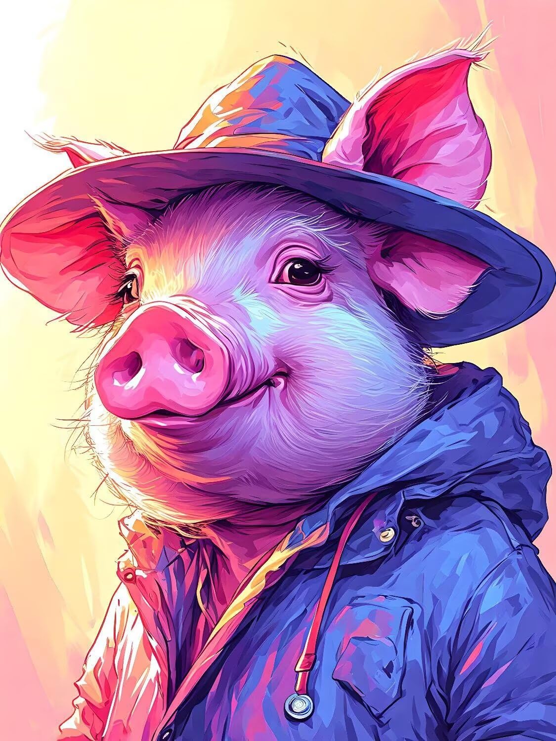 Diamond Painting Cerdo lindo Pintura Diamante Adultos, Diamond Painting Niños, DIY Cuadros de Diamantes Kit Manualidades Adultos, para Navidad Decoración de La Pared Del Hogar Regalos 70x100cm t-4508