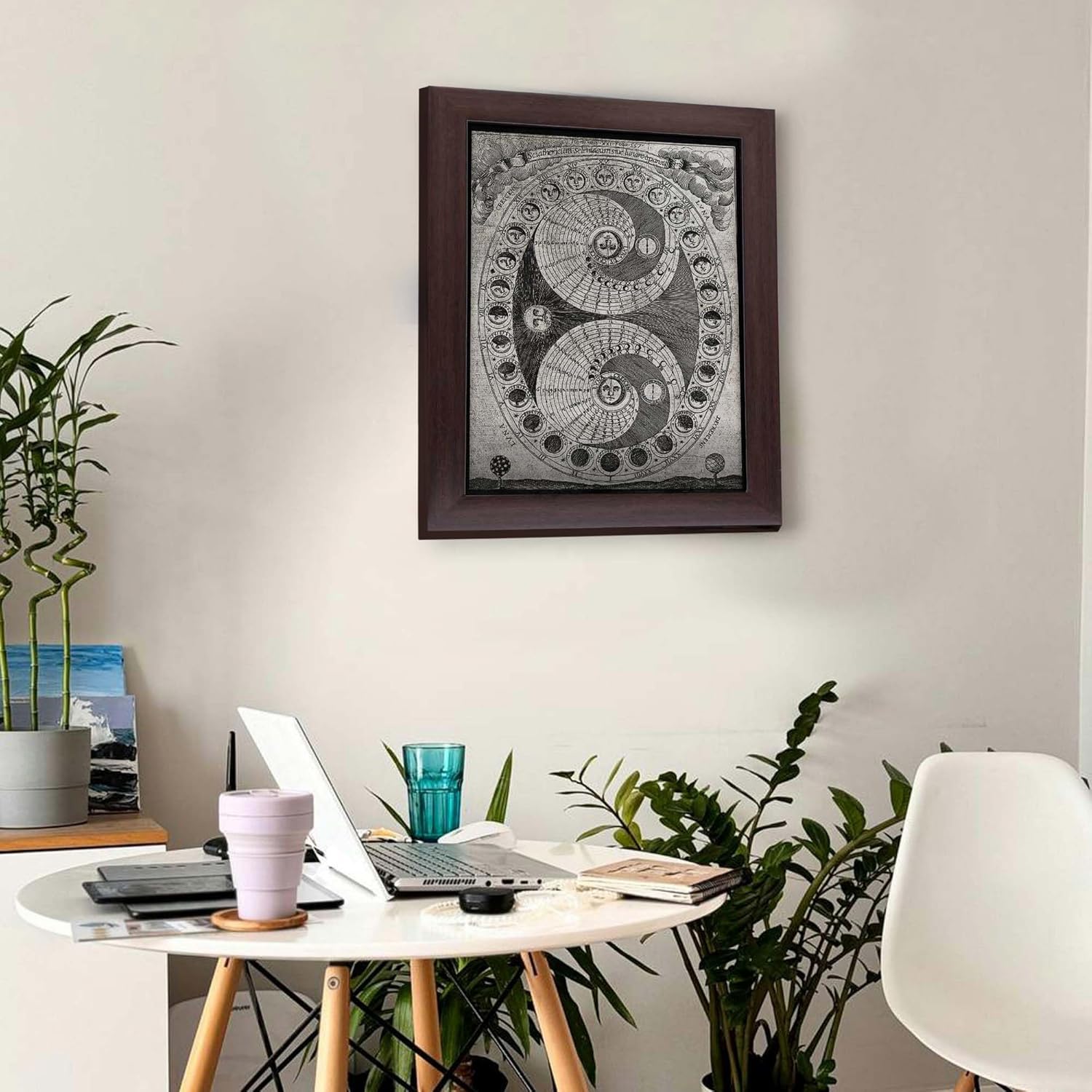 InkFlow Posters Vintage Astronomy Canvas Poster - Antique Moon Phase Chart Artwork - Celestial Scientific Diagram Design - Living Room Office Wall Decor - 16x20 Unframed Canvas Print