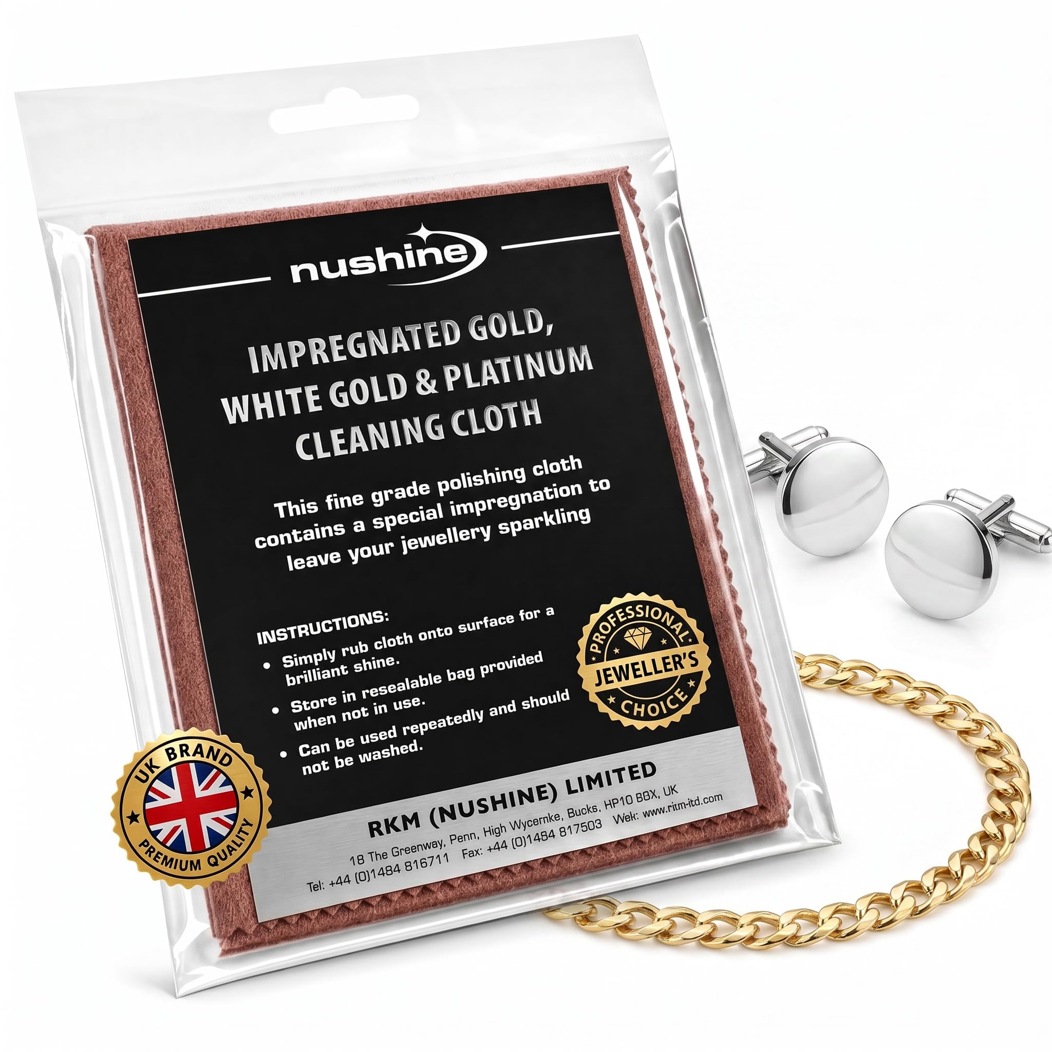 Nushine Gold White & Platinum Polishing Cloth (Large 44X31.5cm) | Restores Brilliant Shine | No Additional Polish Needed | Eco-Friendly Uk Formula | Safe On Rose & Platinum