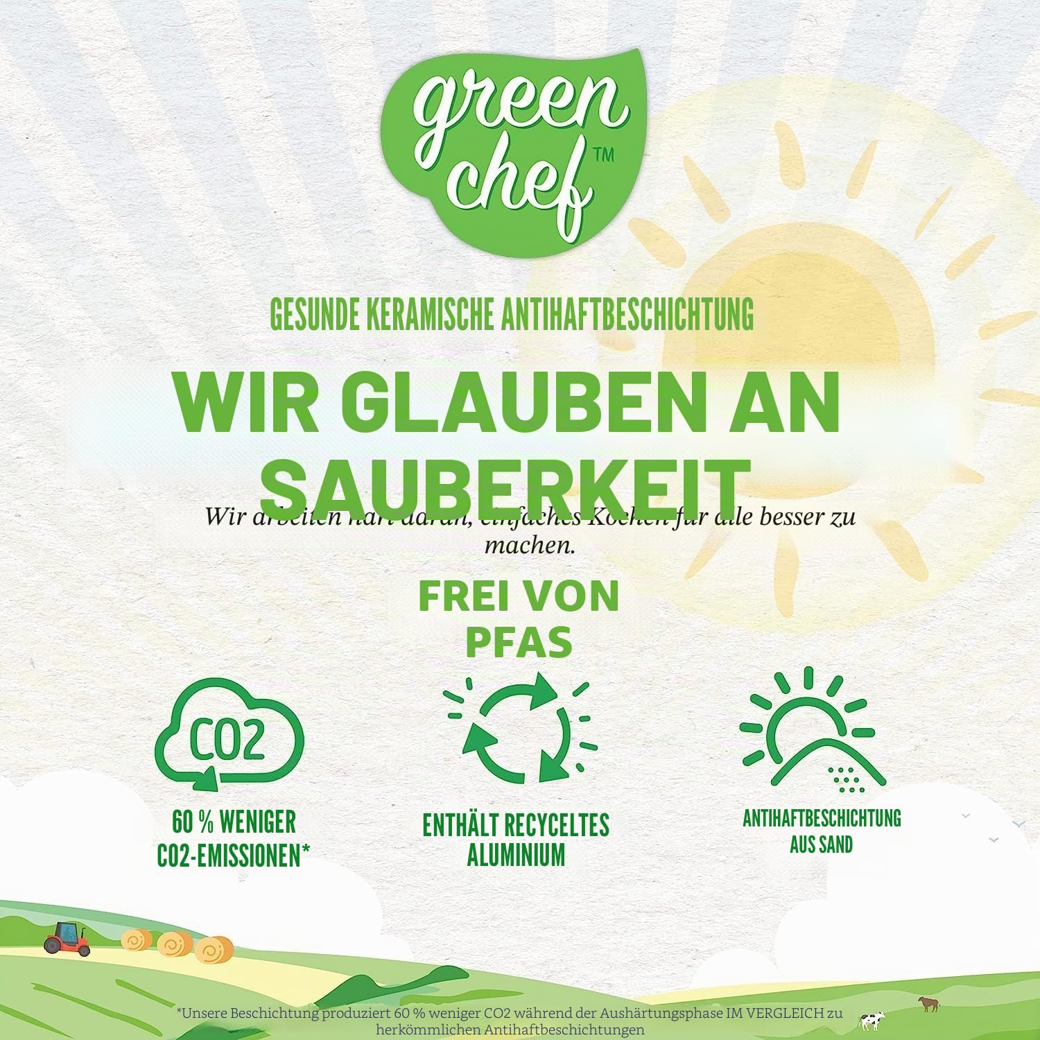 GreenChef Profile Plus Gesunde Keramik Bratpfanne aus Antihaft-Edelstahl, 28 cm, PFAS-frei, Induktion, Strapazierfähig, Backofenfest bis zu 200˚C, Silber & Schwarzes Interieur