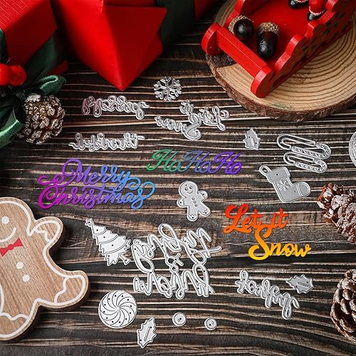 Miniatura 5 de 21 piezas de troqueles de Navidad, troqueles de corte, copos de nieve de Navidad, campanas de árbol, muñeco de nieve, pan de jengibre, para álbumes