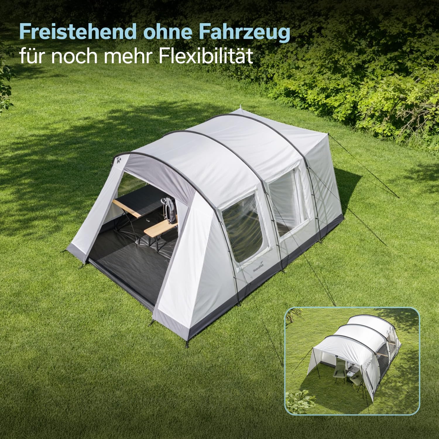 Skandika Busvorzelt Camper Tramp 2 Protect XL | Vorzelt für 2-4 Personen, eingenähter Boden, wasserdicht, 3000 mm Wassersäule, freistehend nutzbar | Zelt für Van, Minivan, Outdoor, Camping, Roadtrip