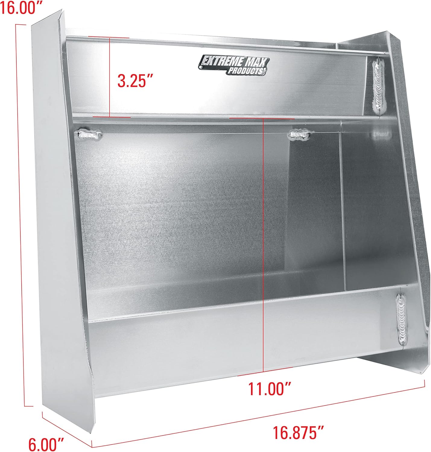 Extreme Max 5001.6205 Wall-Mount Aluminum 2-Shelf Open Storage Cabinet for Race Trailer, Garage, Shop, Enclosed Trailer, Toy Hauler - Silver