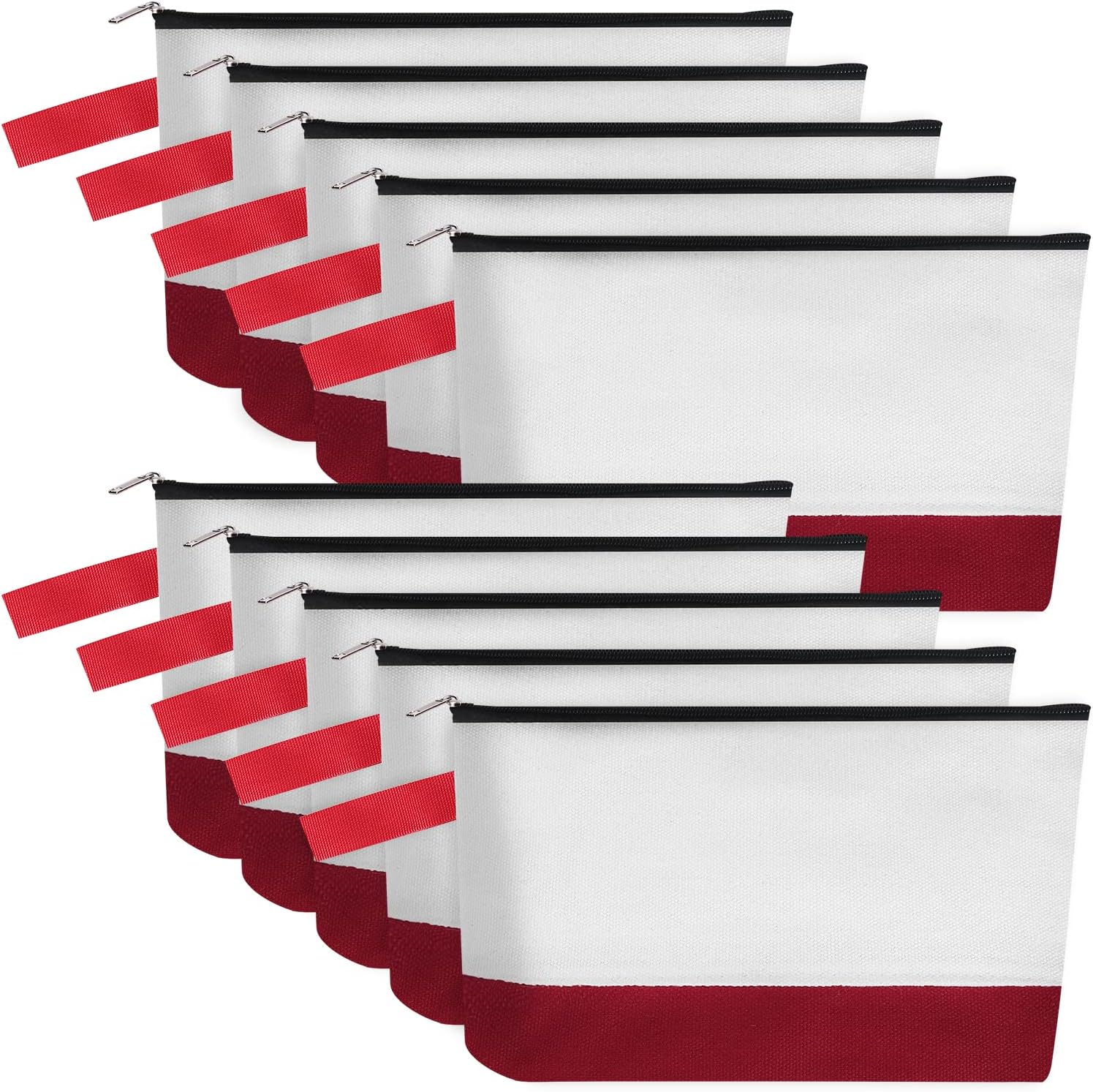 Sinzip 10 Pieces Cotton Canvas Makeup Bag with Bottom and