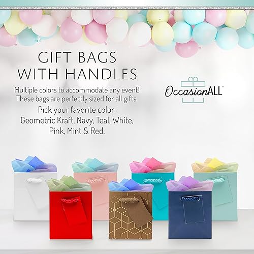 Miniatura 7 de Bolsas de regalo rosas  Paquete de 12 mini bolsas de regalo con asas, bolsas de papel rubor extra pequeñas para regalos de novia y despedida de